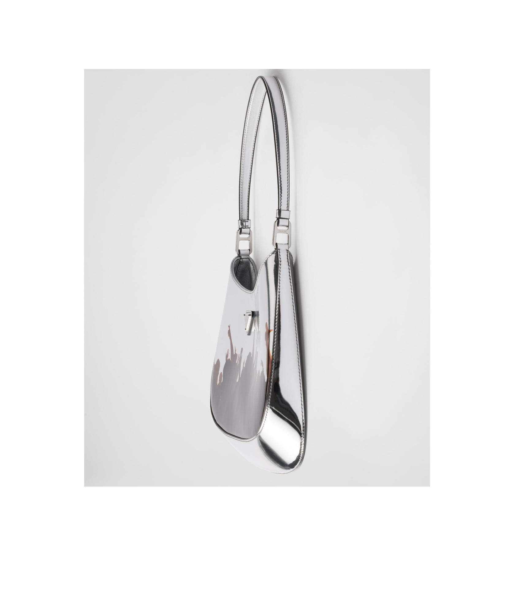 Prada Cleo Concert-print Metallic Leather Shoulder Bag In White