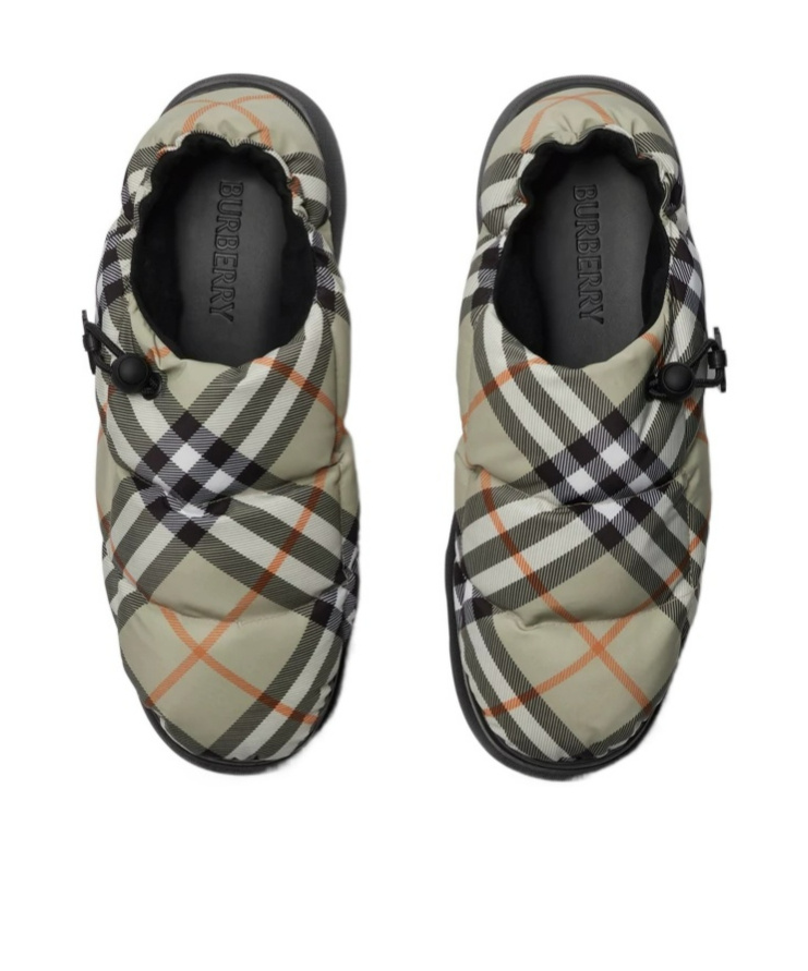BURBERRY CHECK PATTERN PILLOW MULES
