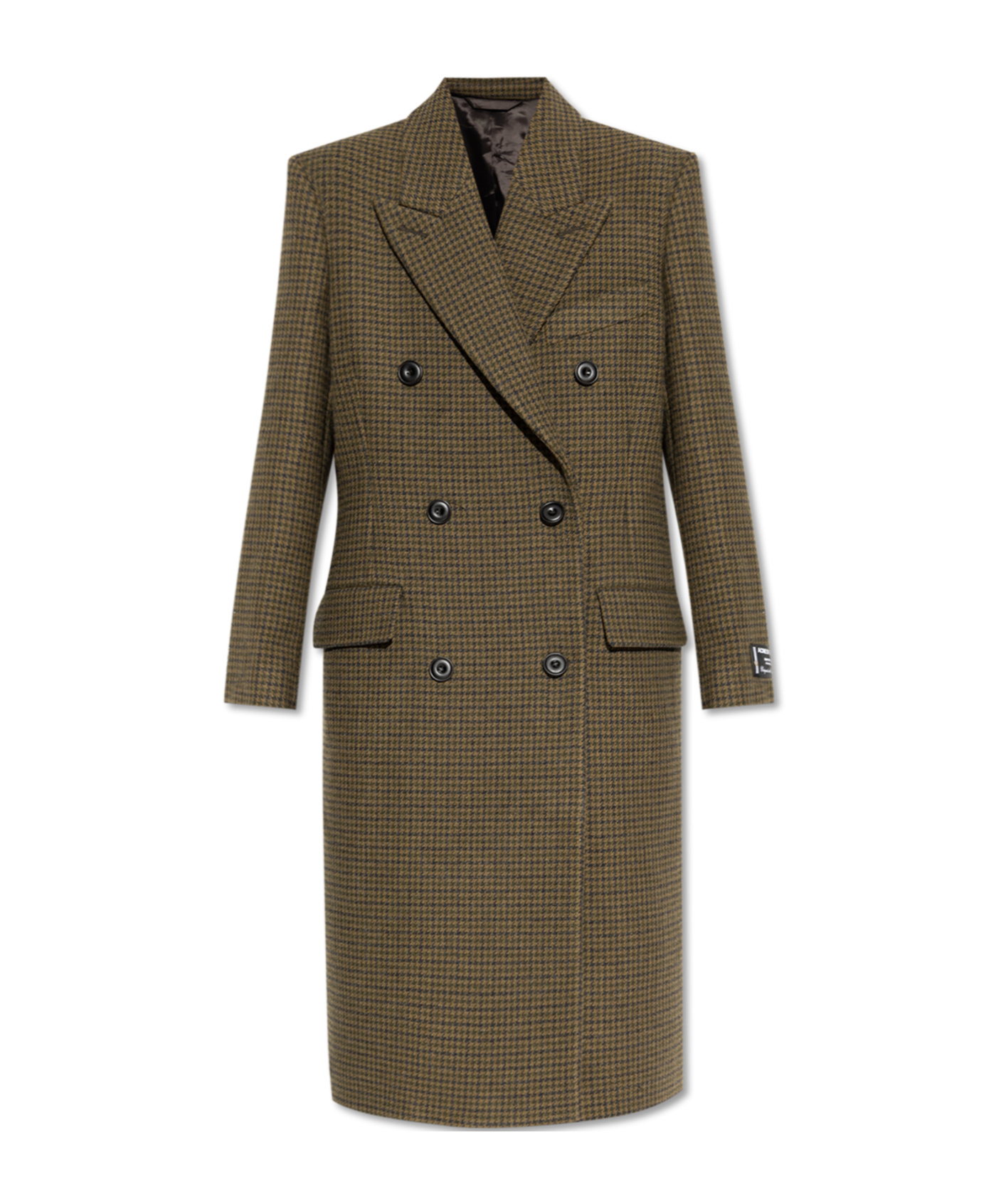 Acne Studios Double-breasted Houndstooth Coat In Brown