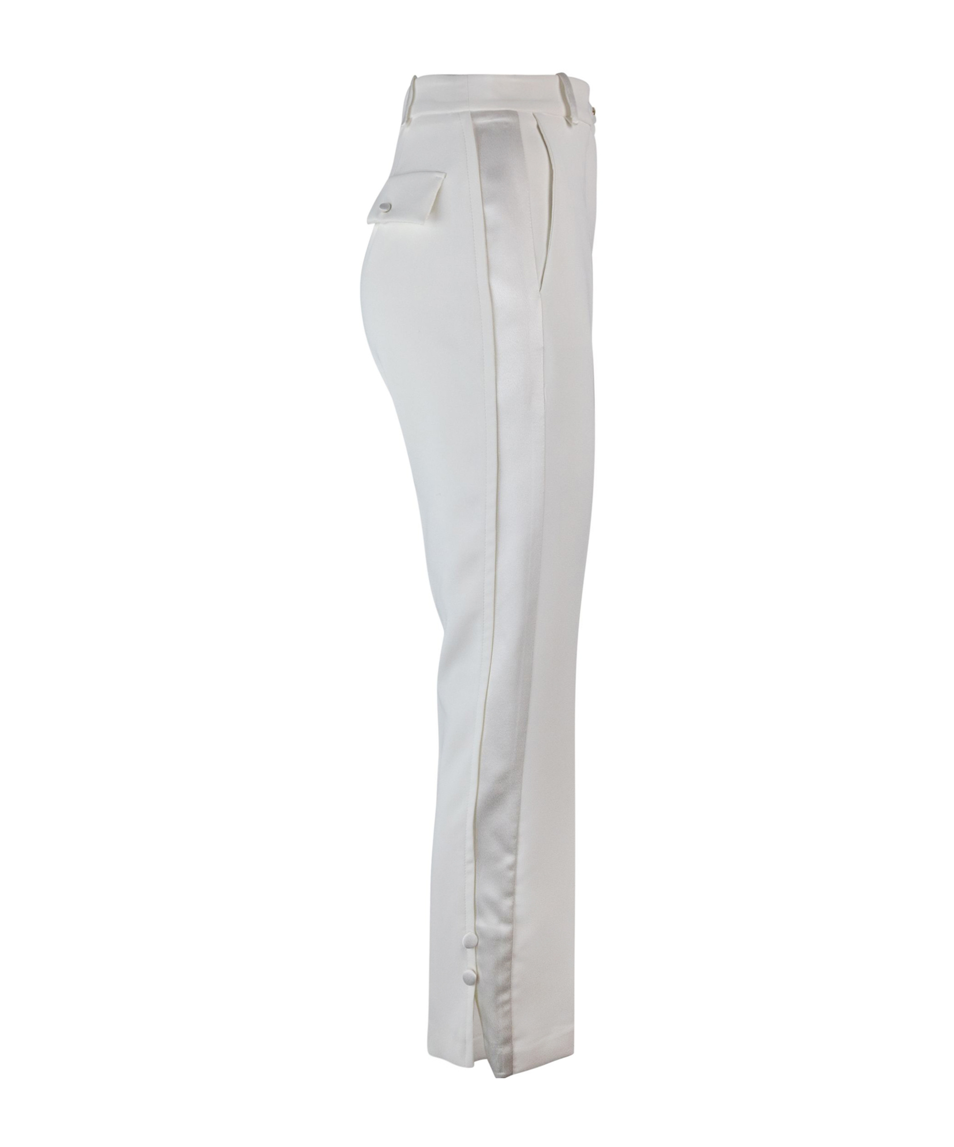 Elisabetta Franchi Crepe Tuxedo Trousers With Satin Bands In White
