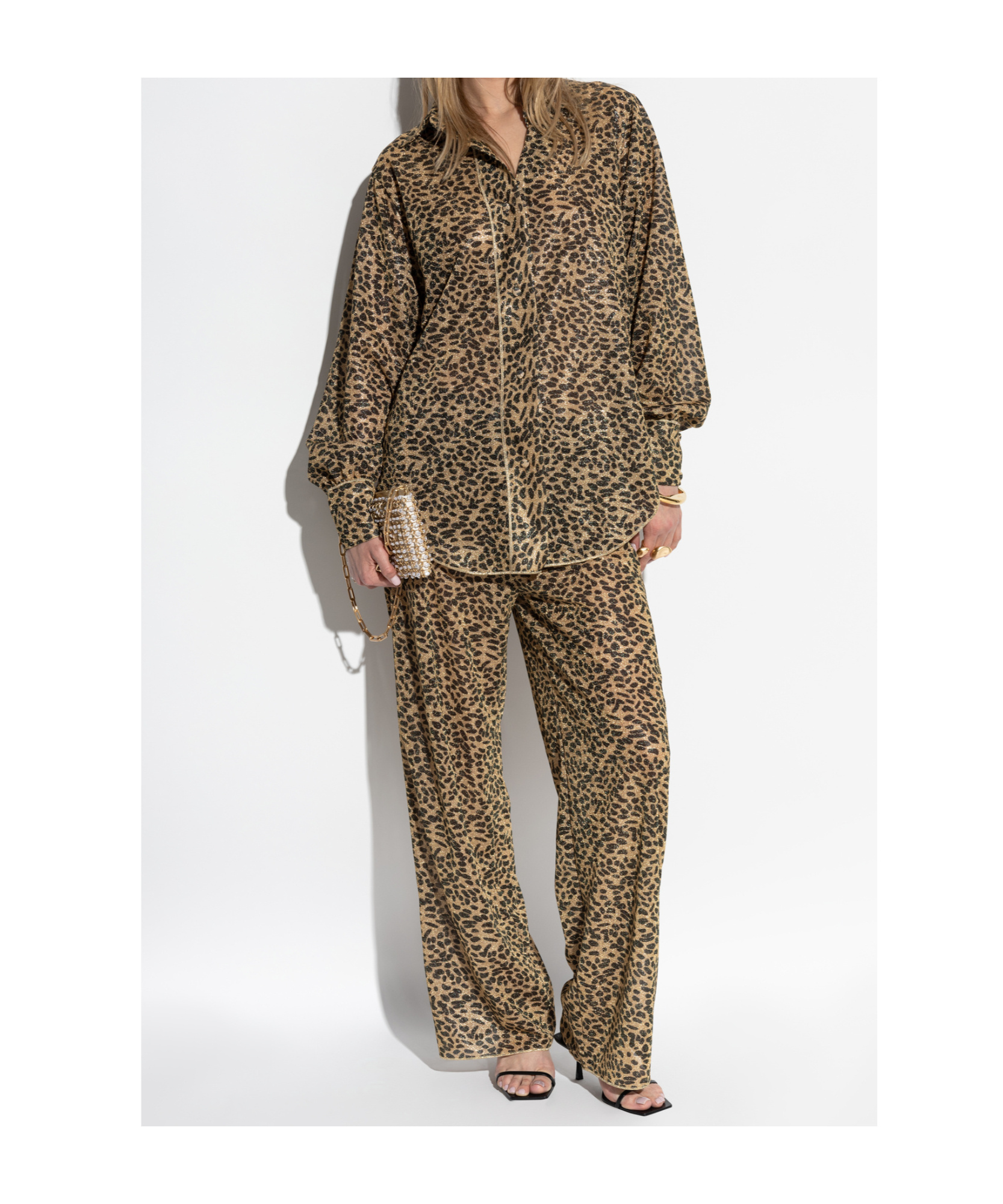 Shop Oseree Leopard-print Shirt In Green