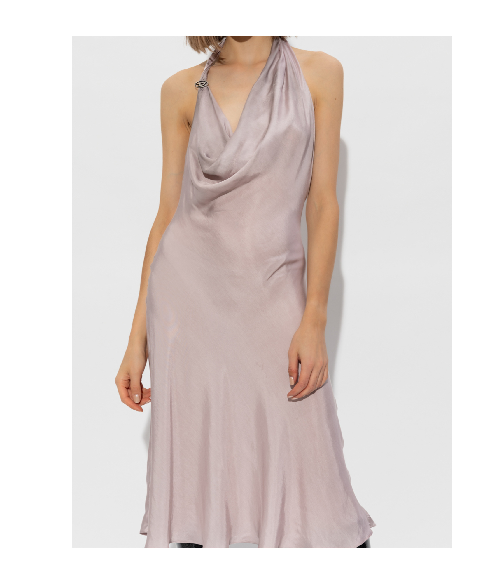 Diesel Bias Cut Dress With Asymmetrical Hem In Nude