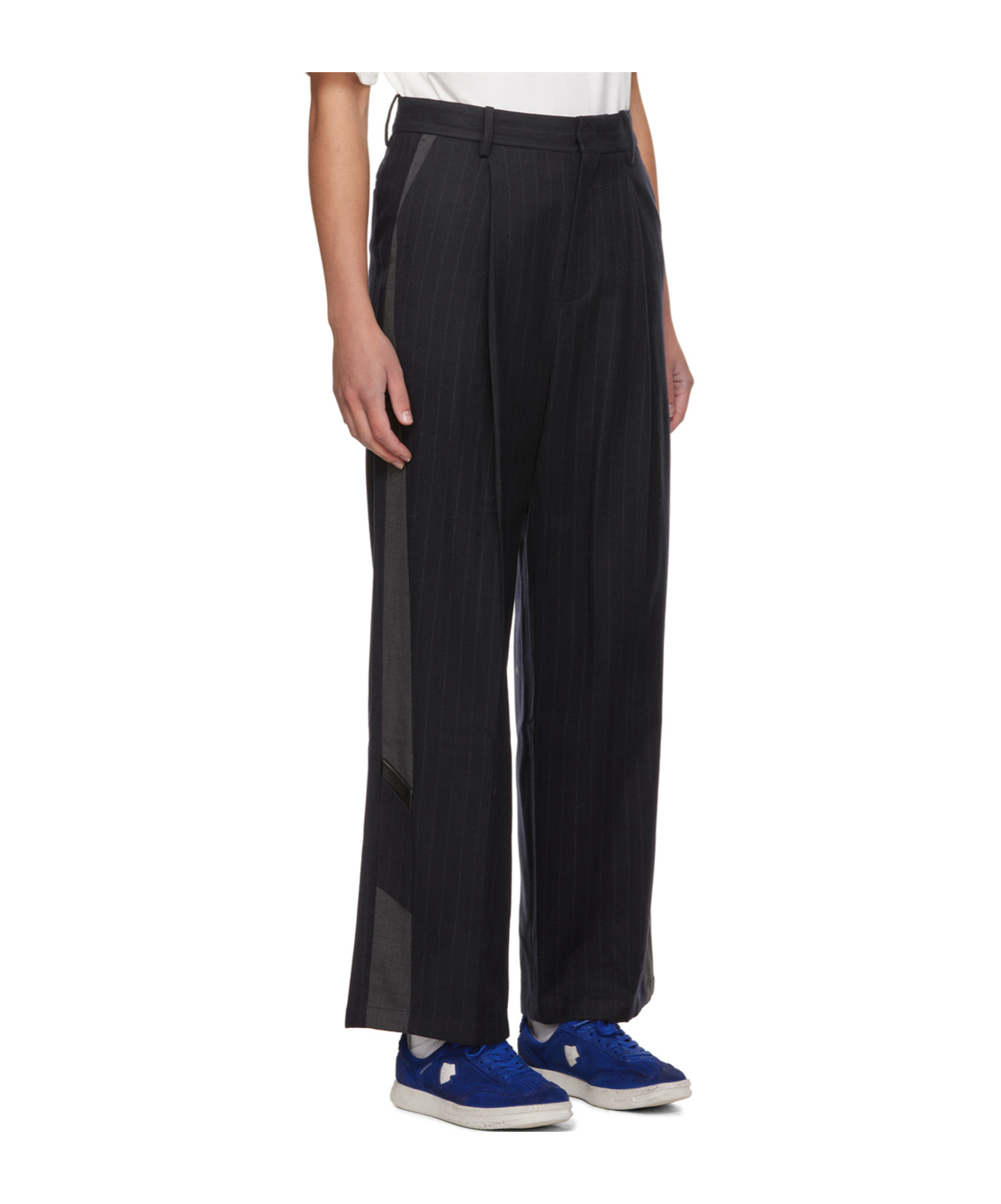 Ader Error Striped Belt-loop Casual Pants In Black
