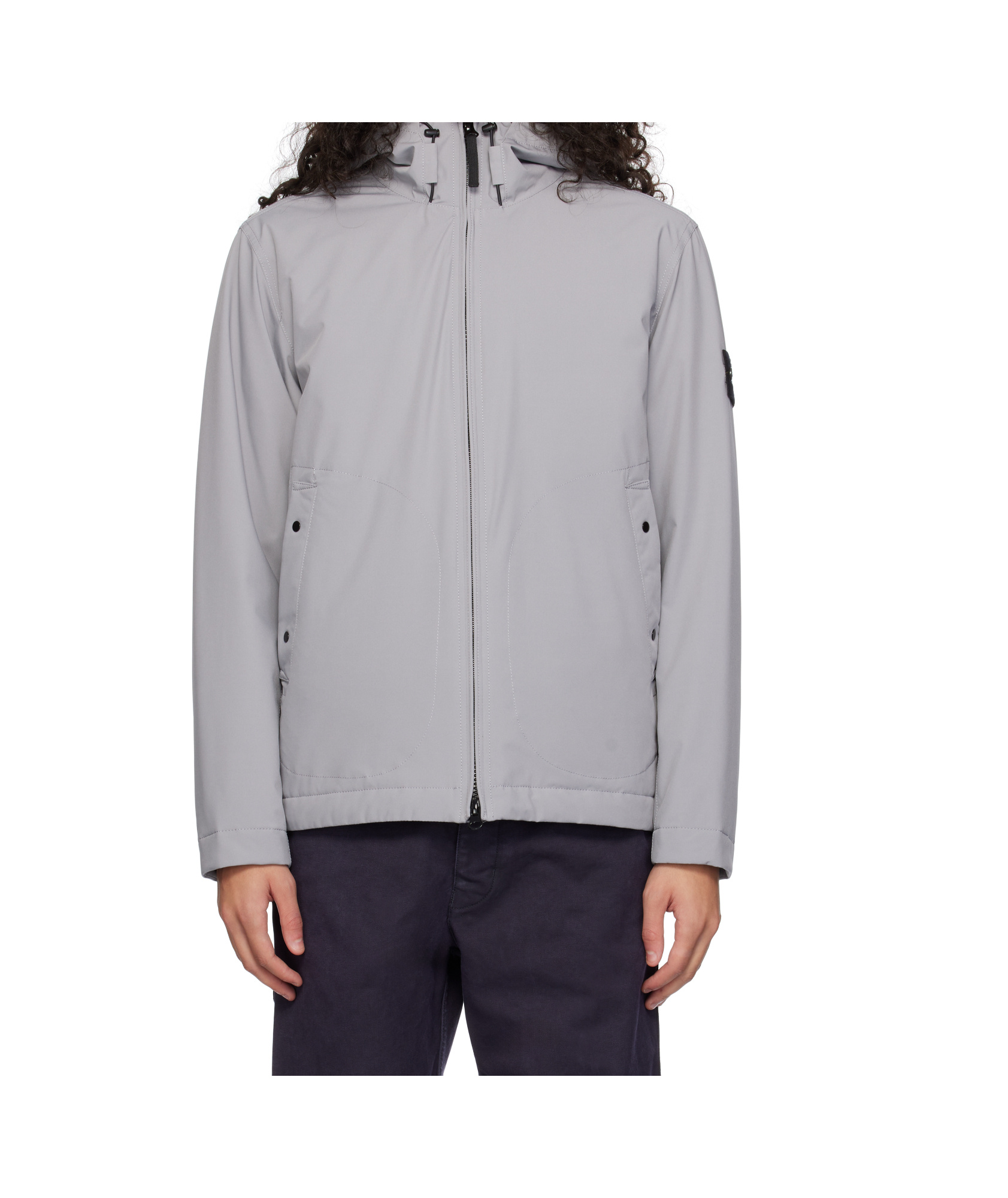 Stone Island Gray 40627 Soft Shell-r Primaloft Insulated Jacket In Gray