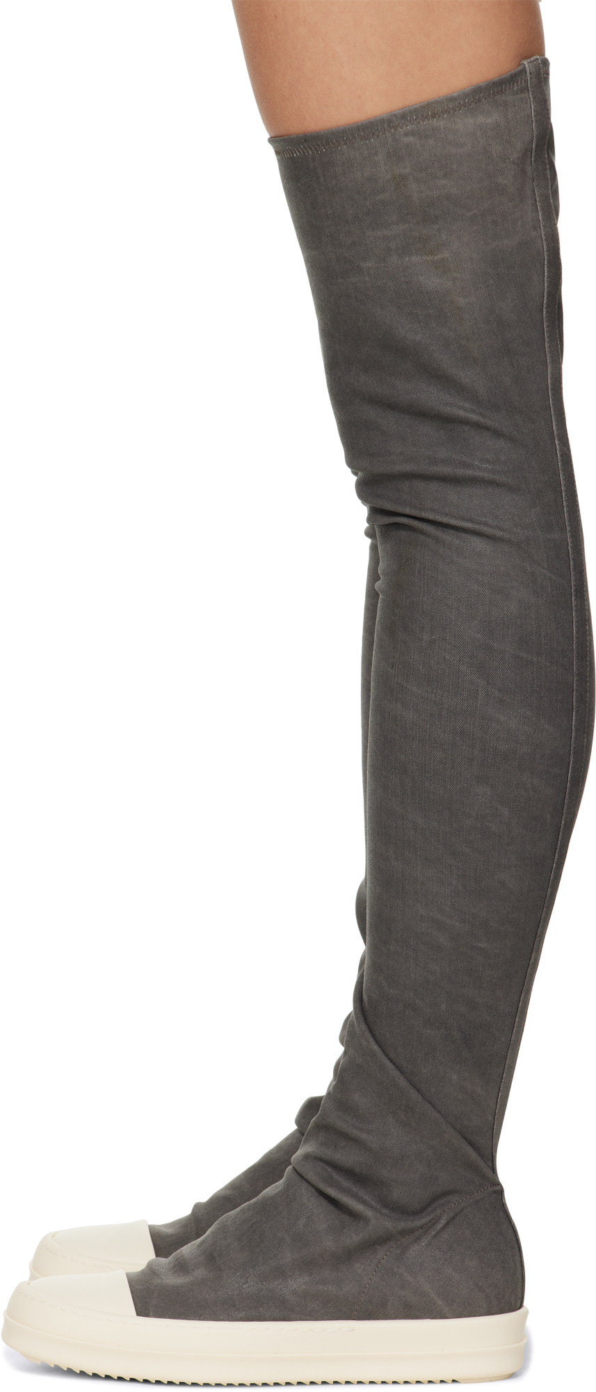 Rick Owens Drkshdw Over-the-knee Sock Sneakers With Contrast Toe Cap In Gray