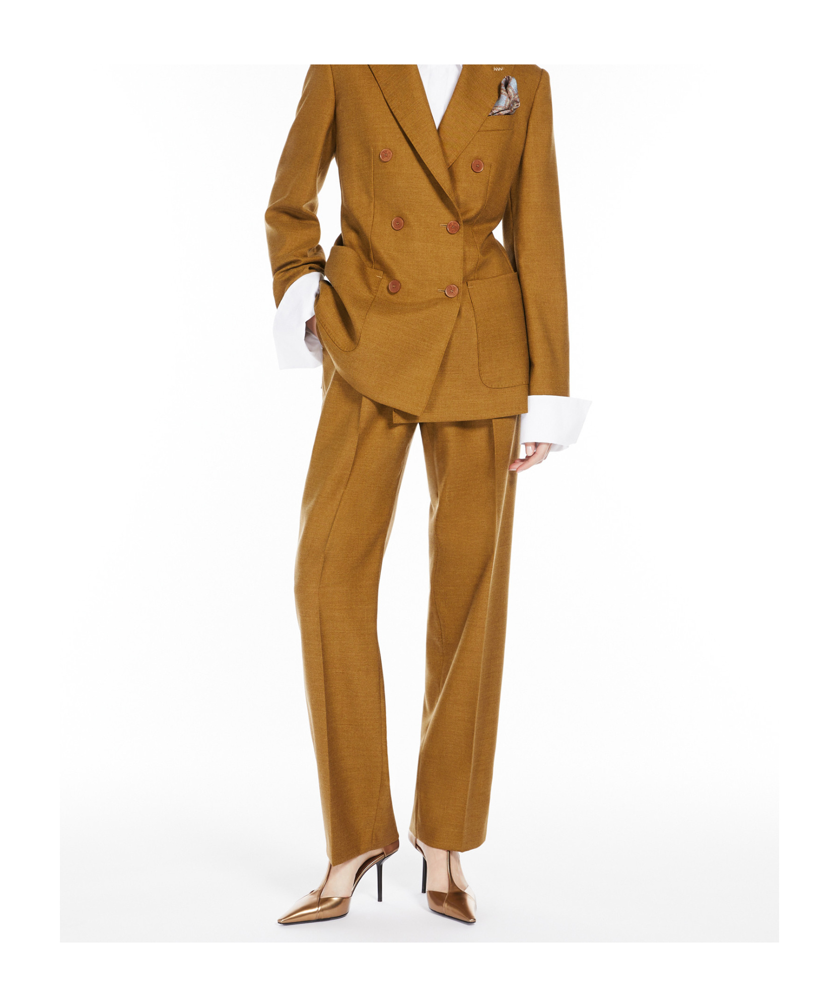 MAX MARA WOOL, MOHAIR AND SILK CANVAS TROUSERS