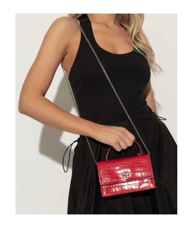 Tory Burch Mini Kira Embossed Handbag In Red