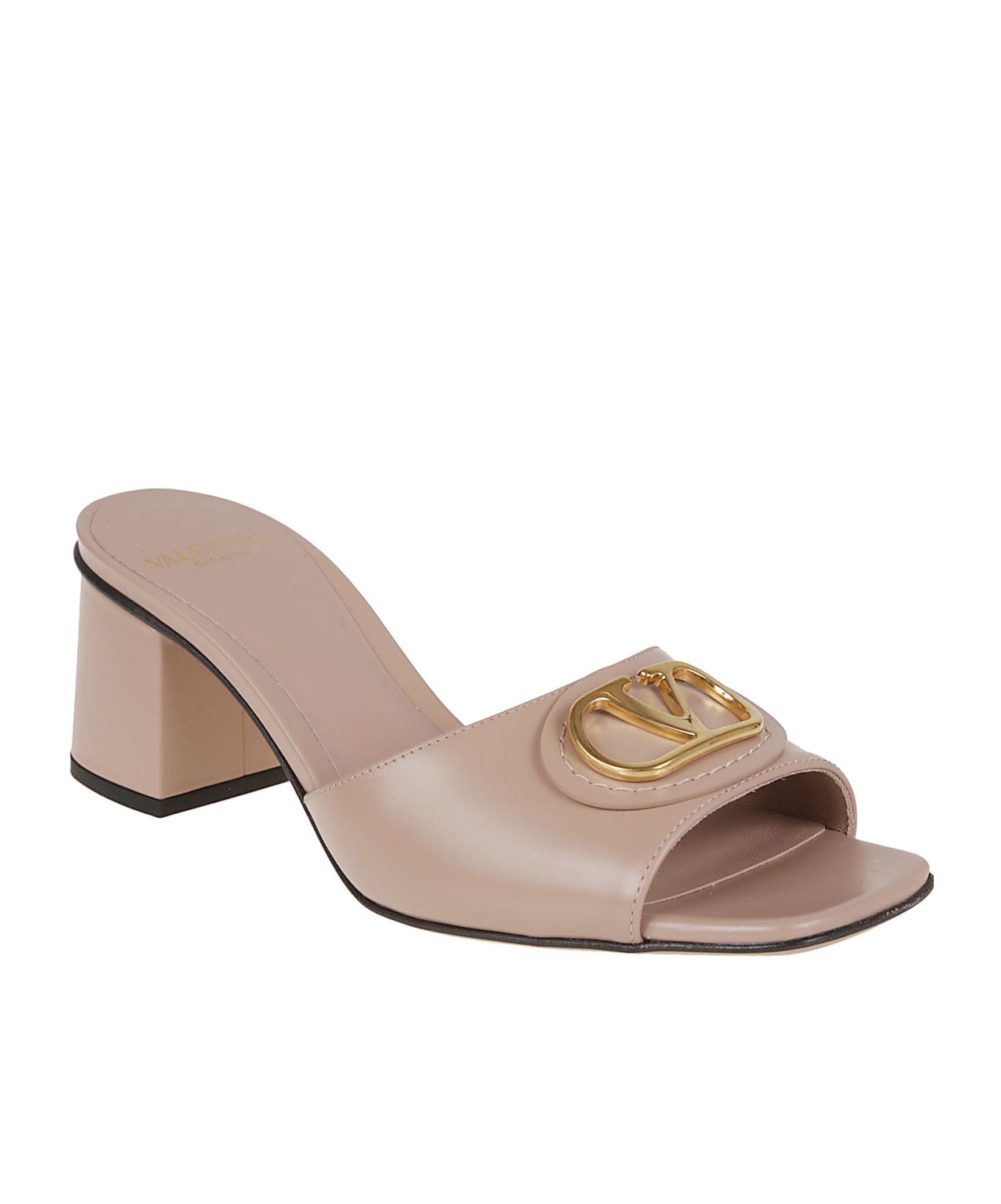 Valentino Garavani Womens Blush Vlogo 60 Patent Leather Heeled Mules
