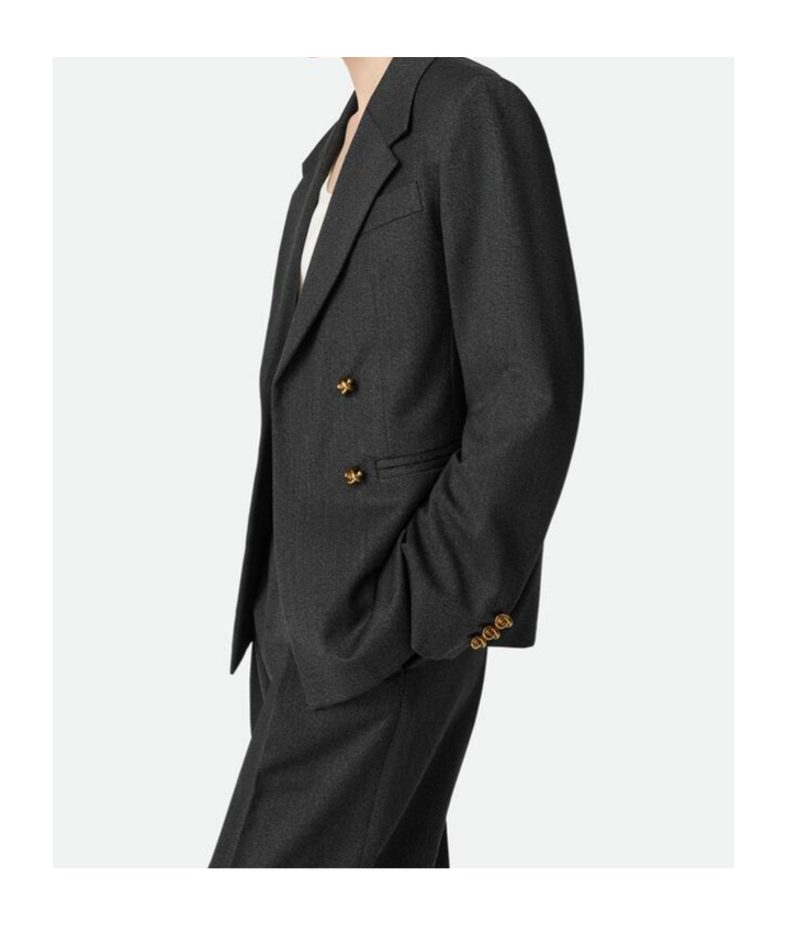 Bottega Veneta Mouline Wool Twill Jacket In Black