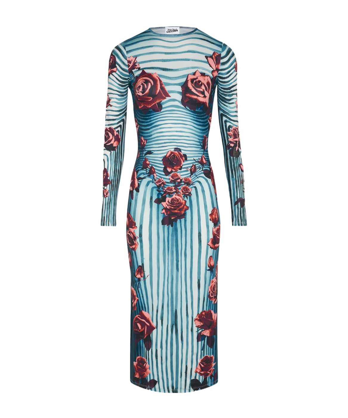 Shop Jean Paul Gaultier Flower Body Morphing Midi Dress In Blue