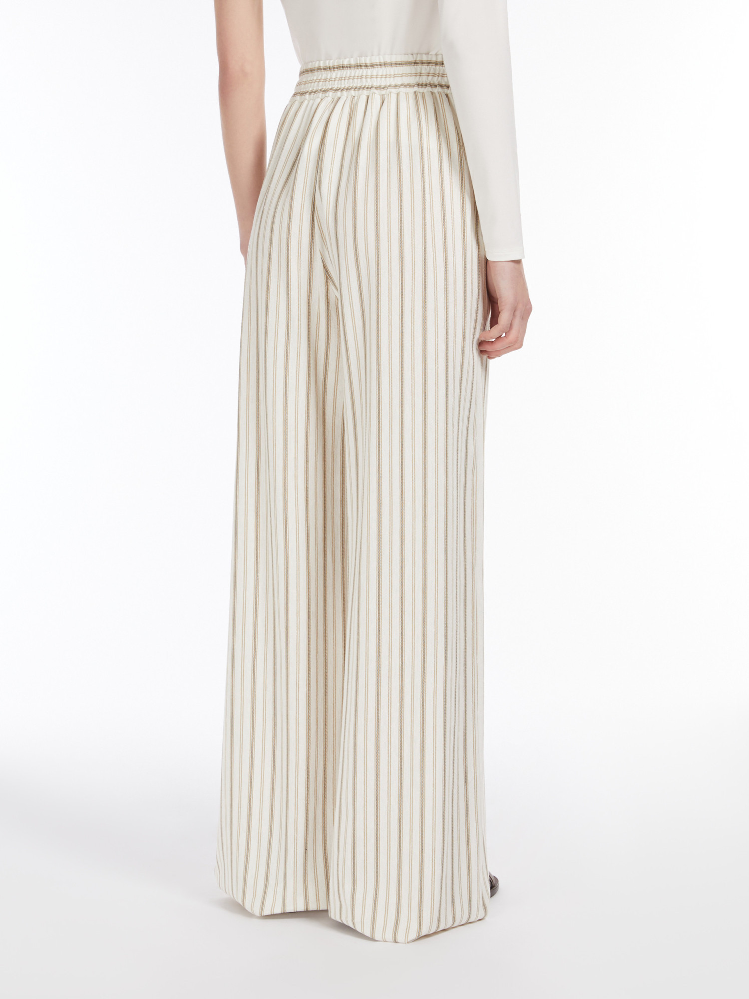 Max Mara Striped Casual Pants In White