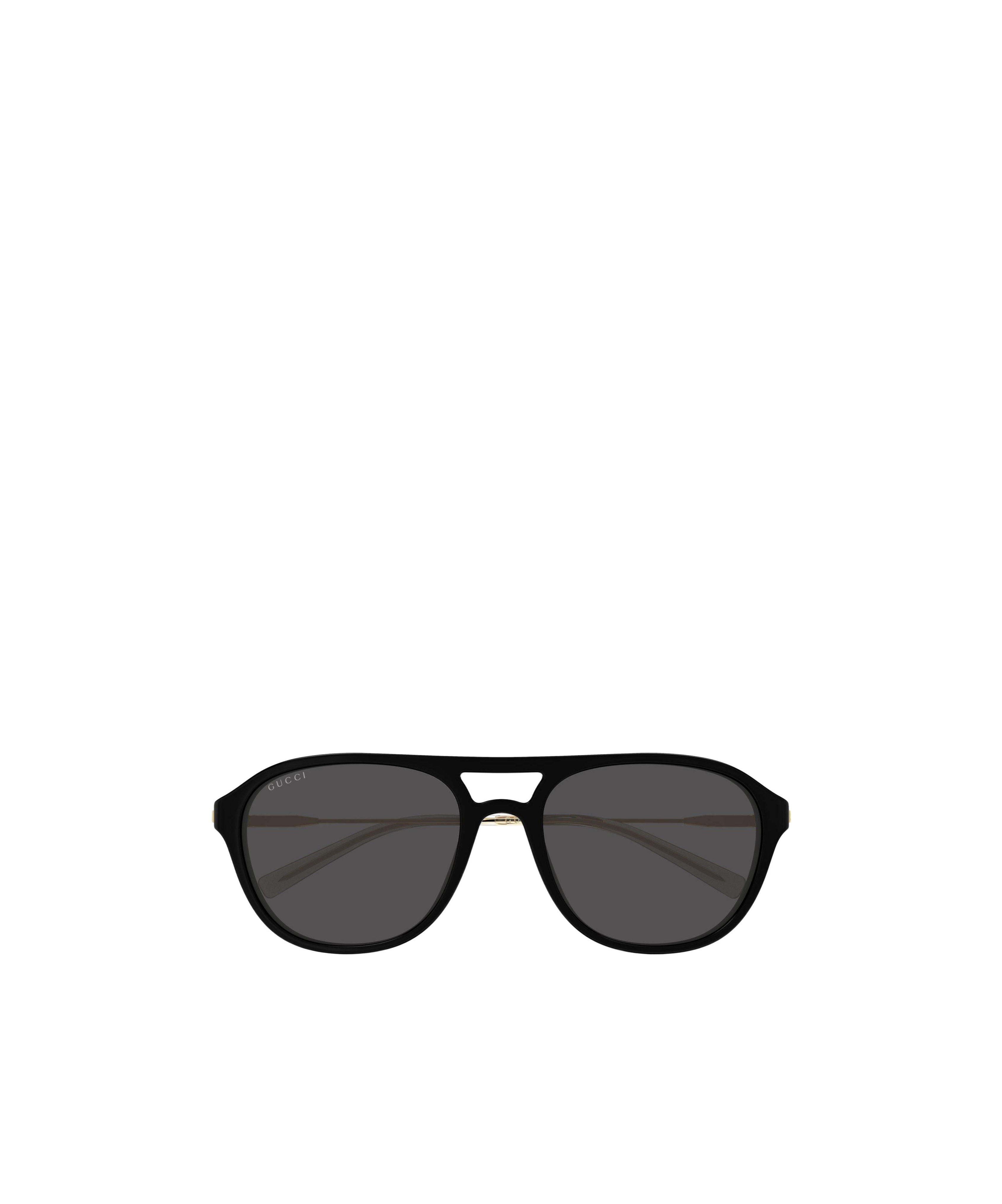 Gucci Double Beam Pilot Sunglasses In Black