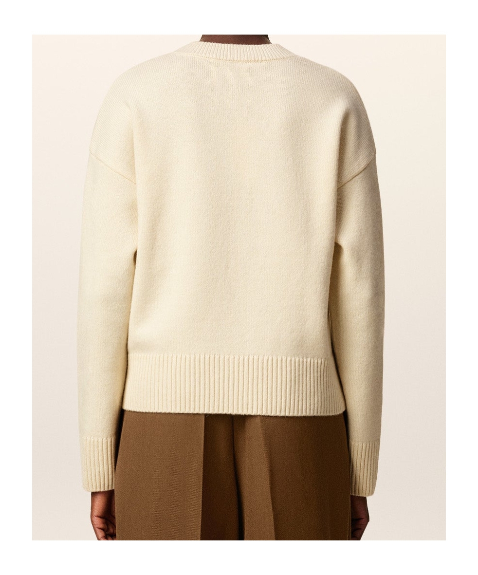 Ami Alexandre Mattiussi White Wool Ami De Coeur V Neck Sweater White In Neutral