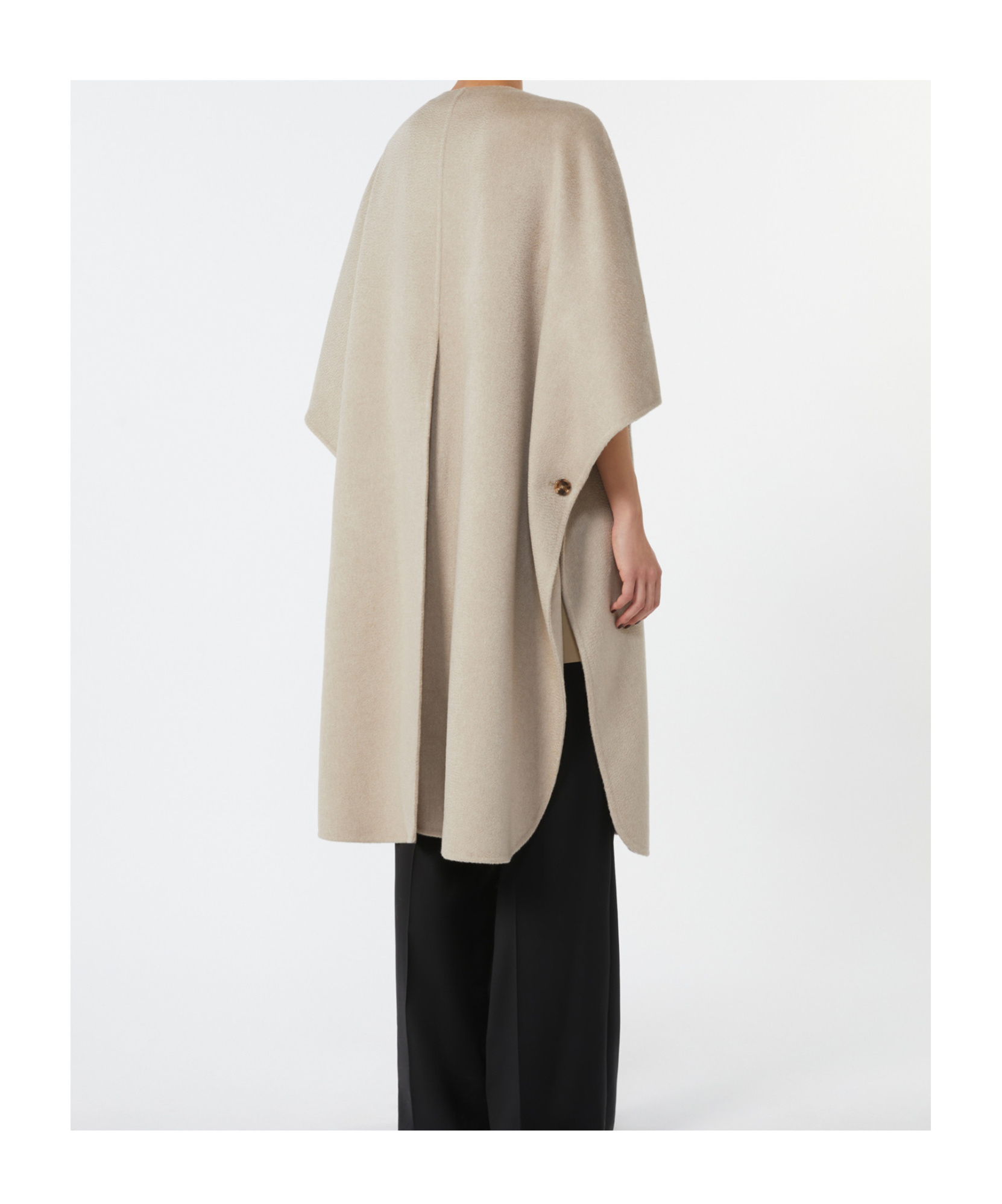 Max Mara Long Cape In Cashmere Drap In Neutral