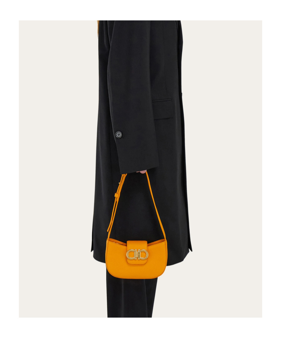 Ferragamo Double Gancini Mini Shoulder Bag In Yellow