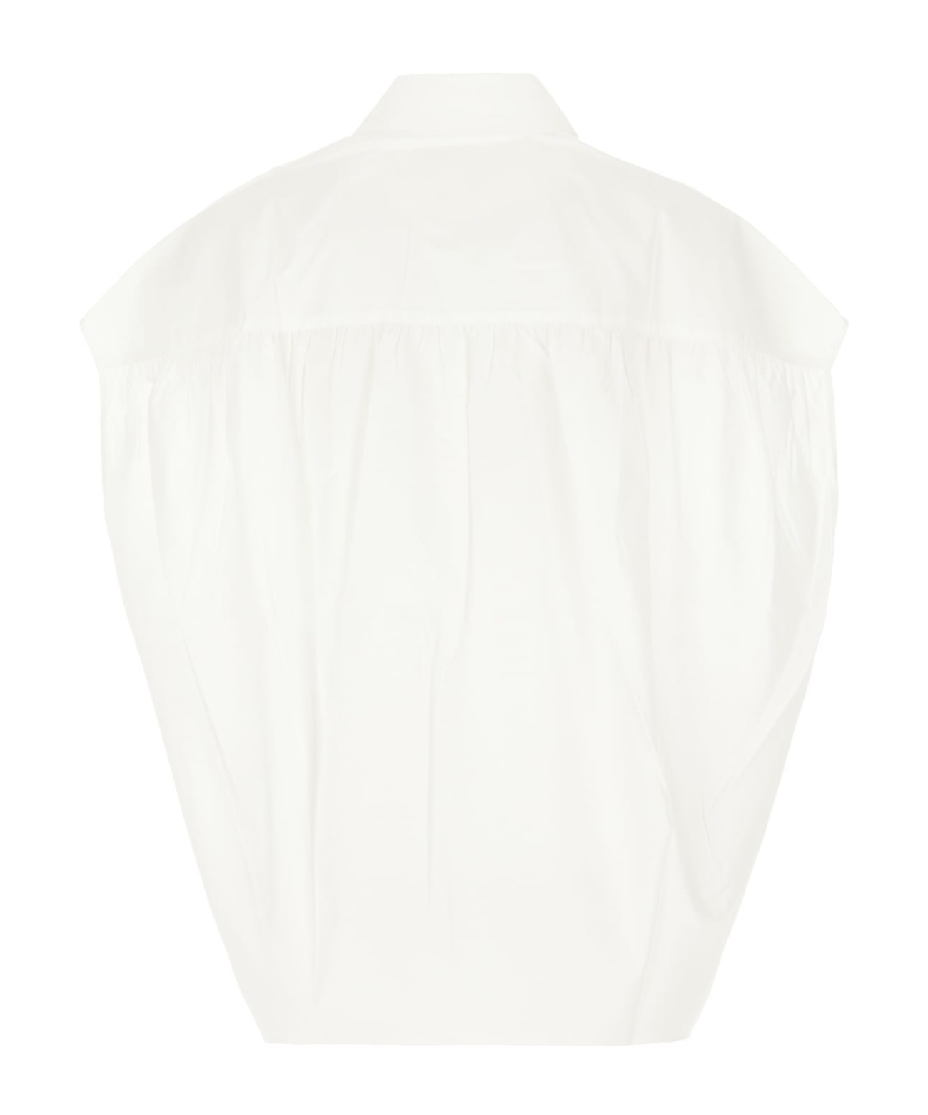 Marni Oversize Sleeveless Shirt Embroidered Detail In White