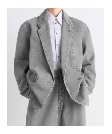 Lemaire Double-breasted Patch-pocket Blazer In Gray