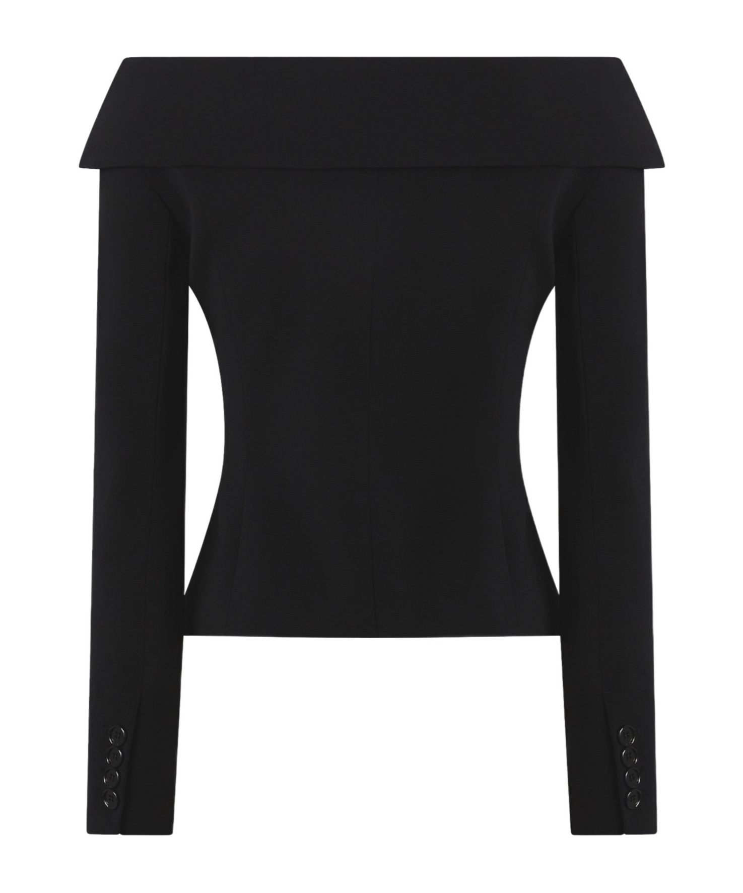 Pinko Off-the-shoulder Black Jacket With Folded Neckline In Black