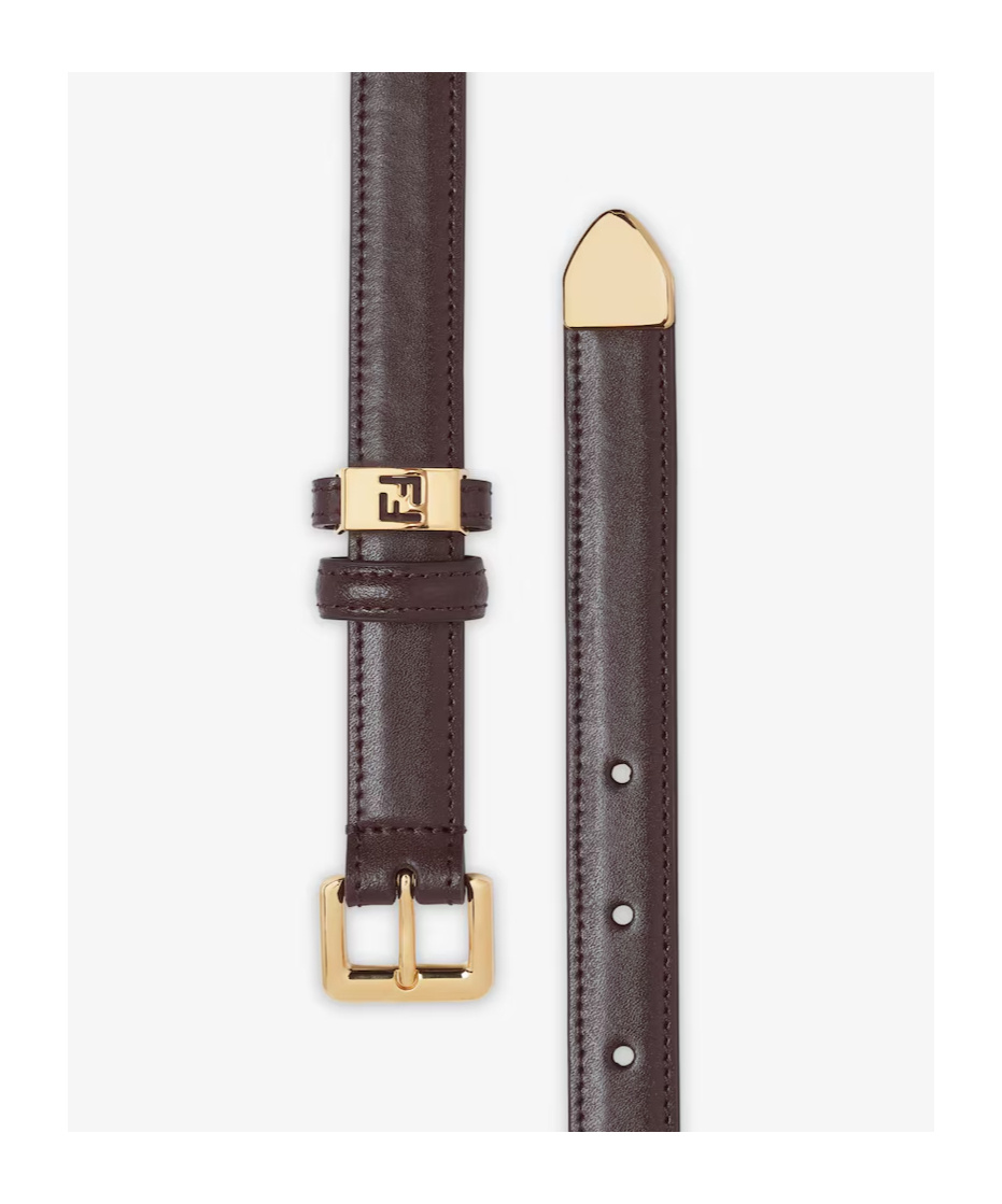 Fendi Dark Brown Leather Belt In Brown