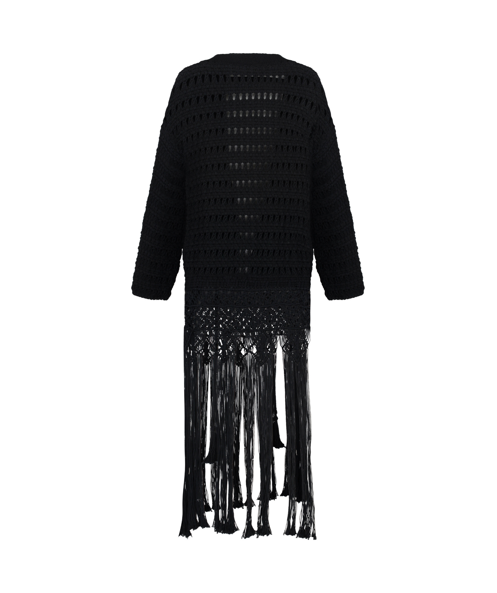 Alanui India Cotton Crochet Fringe Cardigan In Black