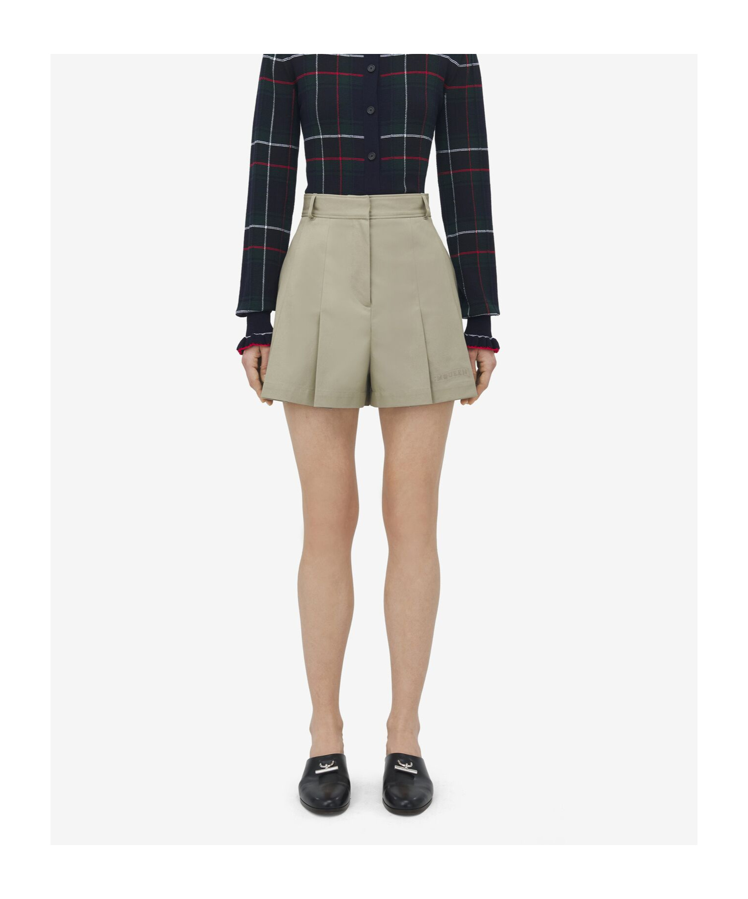 Alexander Mcqueen Pleated Cotton Shorts In Brown