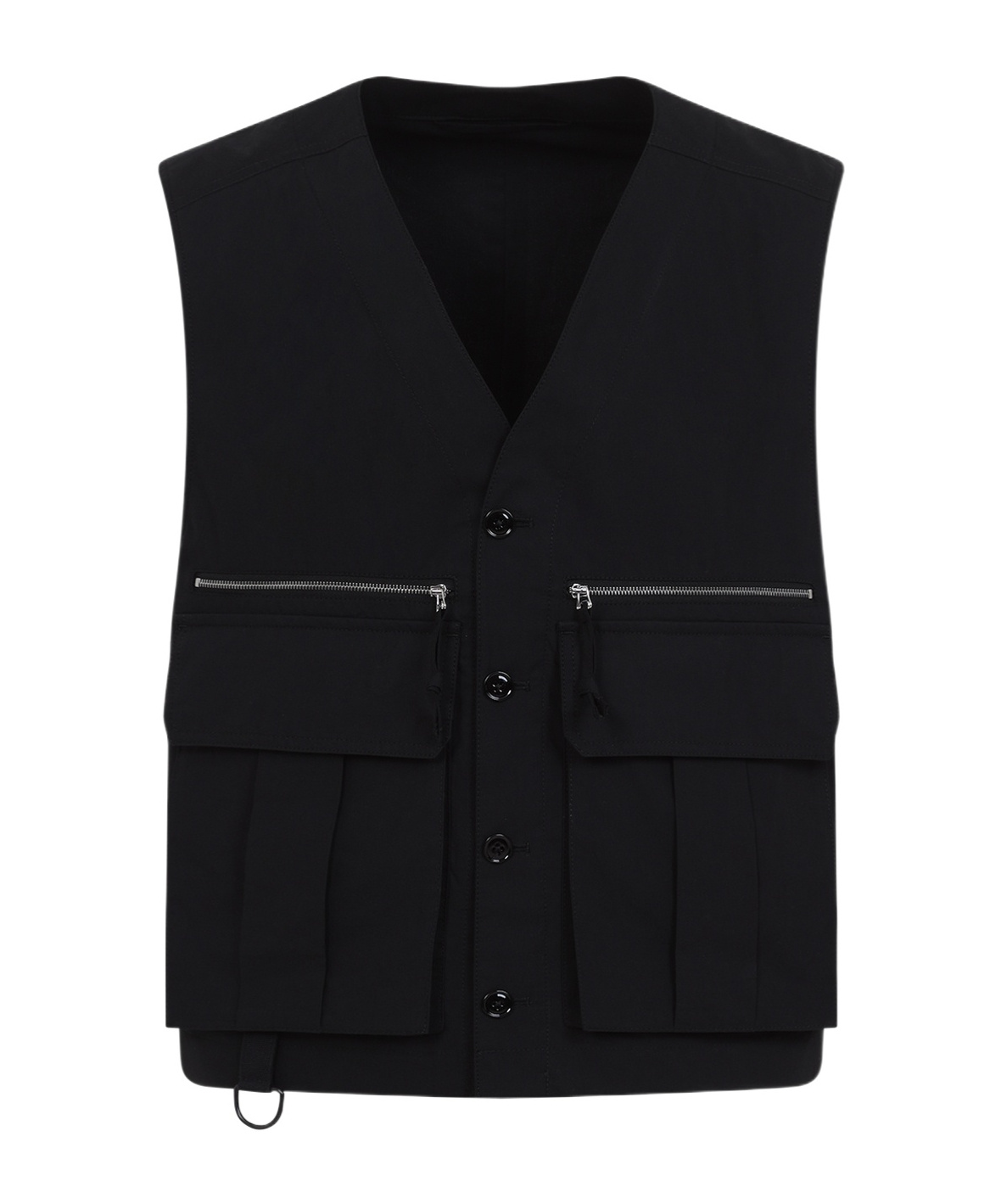 Lemaire Tailored Black Cotton Vest With V-neckline In Black