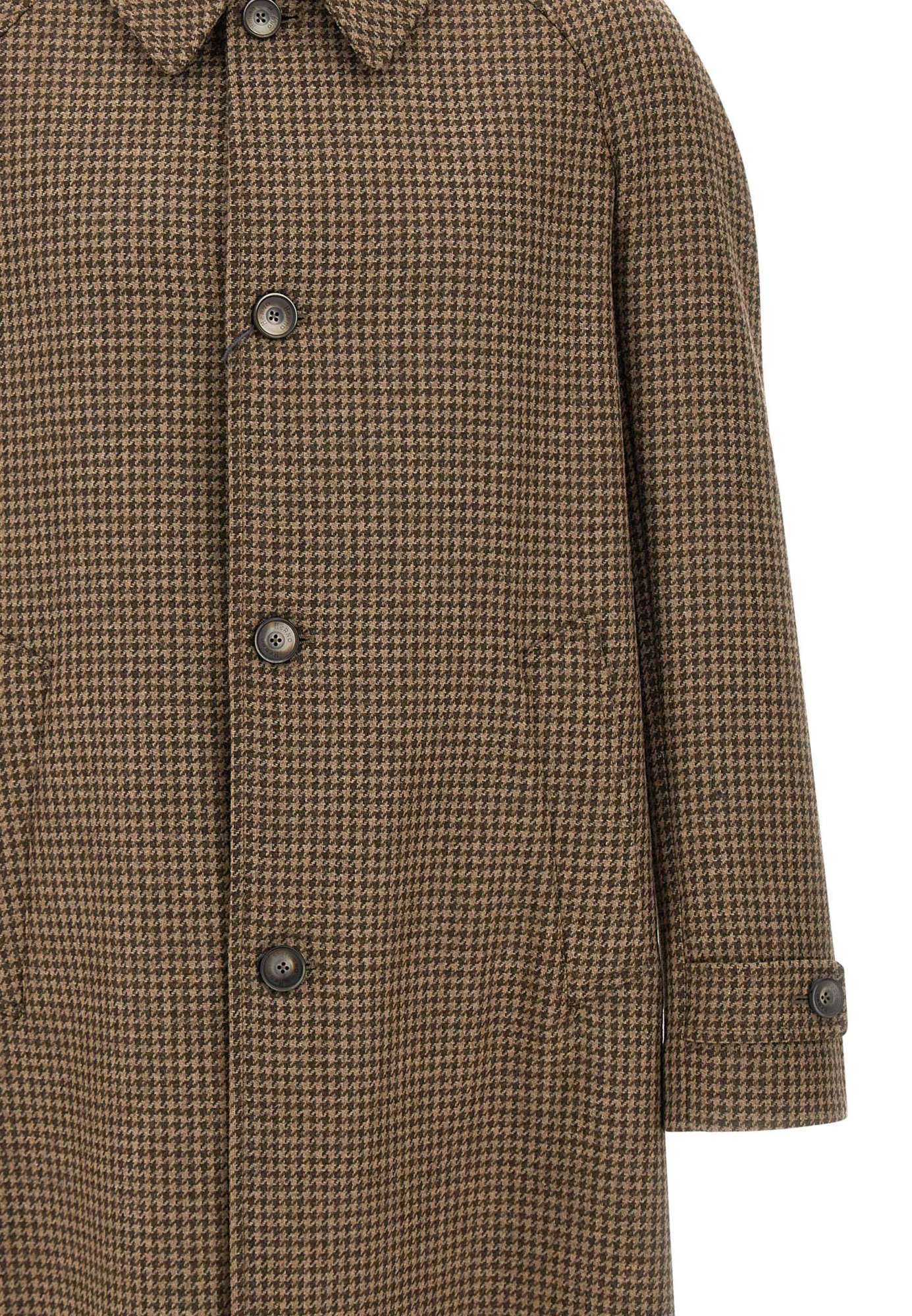 Herno Coat In Houndstooth Melton In Brown