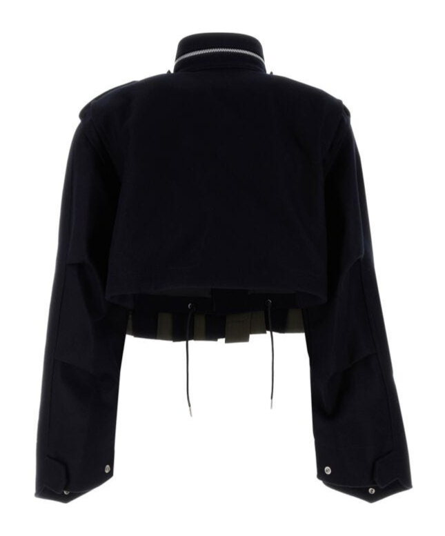 Sacai Two-tone Wool Bomber Jacket In Black