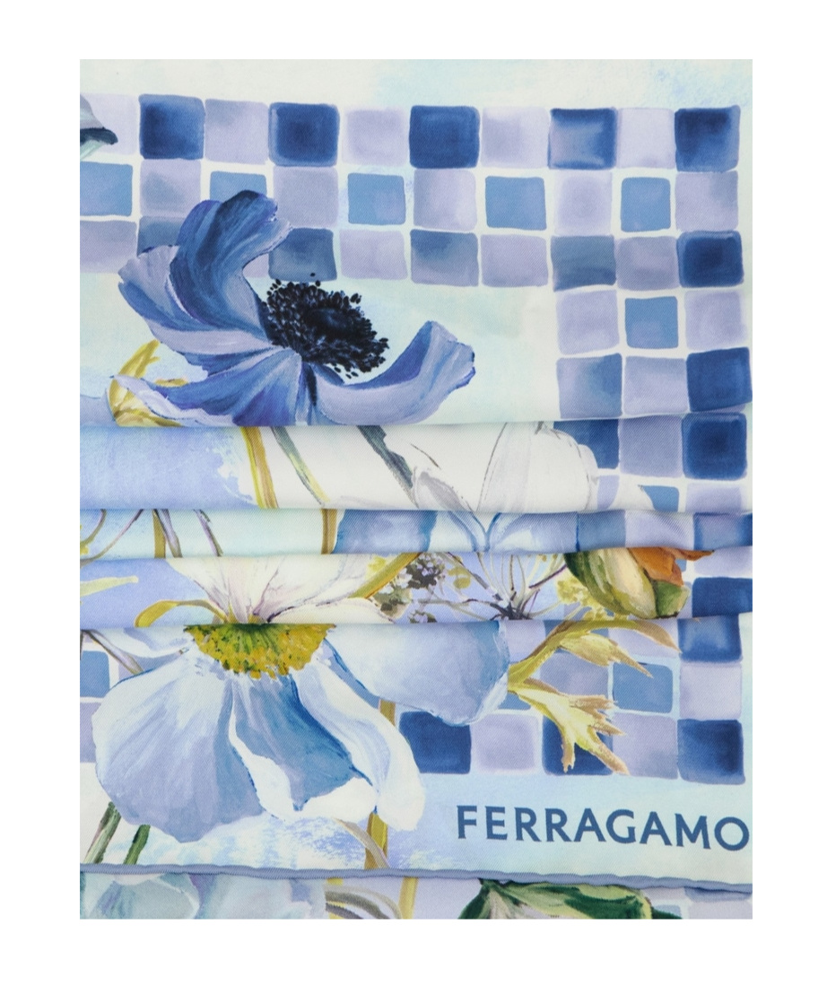 Ferragamo Flower Print Silk Scarf