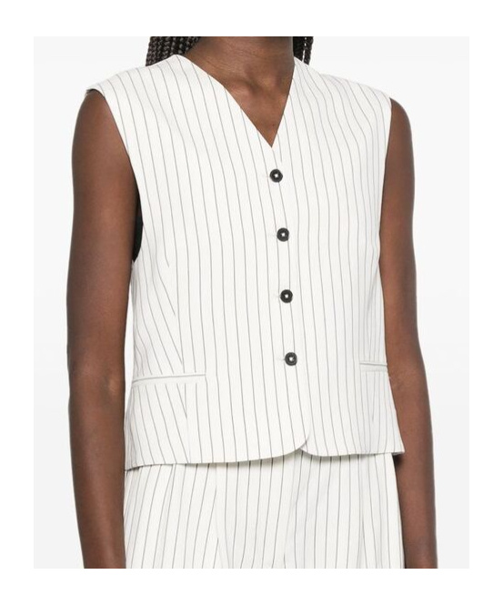 Shop Loulou Studio Striped Vest In Black