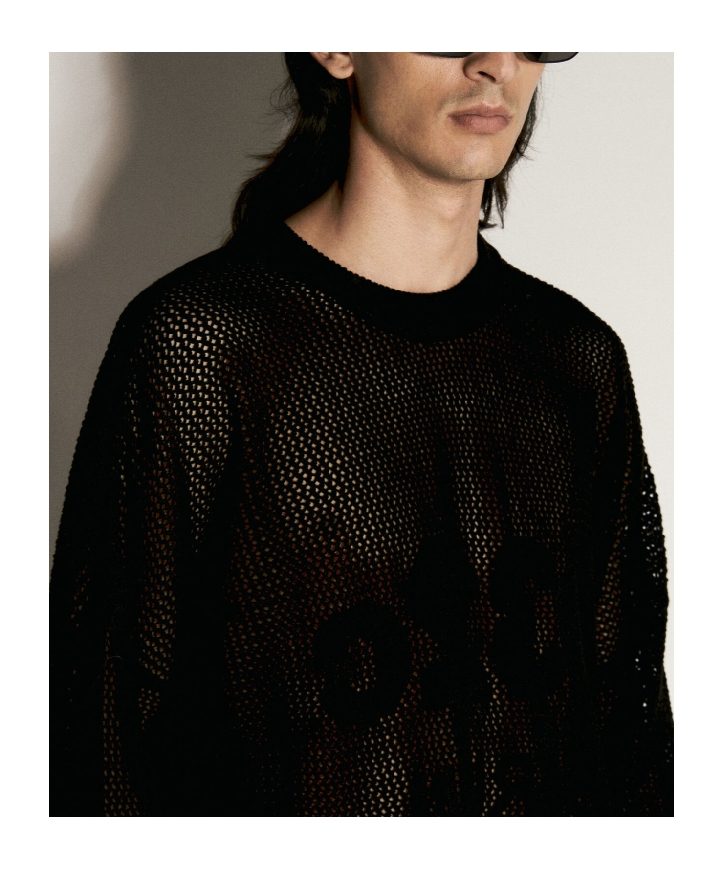032c Hollowed-out Knitted Sweater In Black