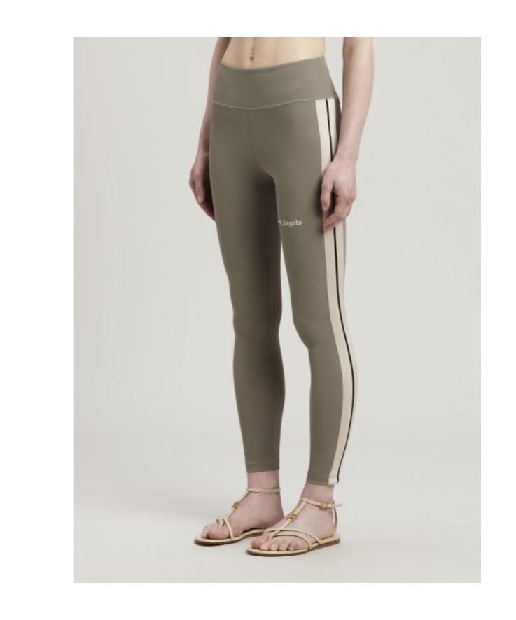 Shop Palm Angels Logo-print Stretch Leggings In Gray