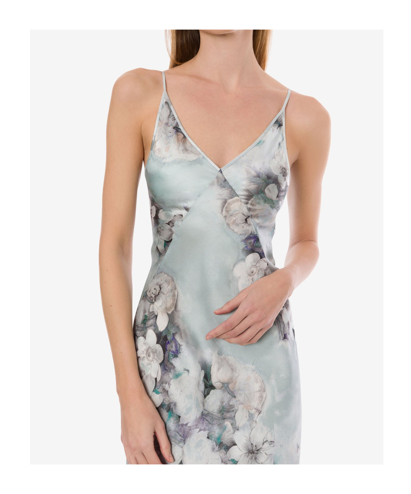 Alberta Ferretti Floral Print Maxi Dress With V-neckline In White