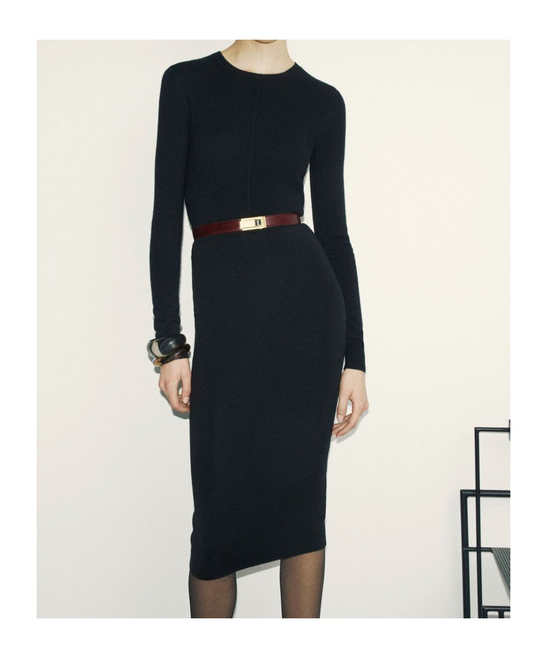 Saint Laurent Long-sleeved Cashmere Sweater In Black