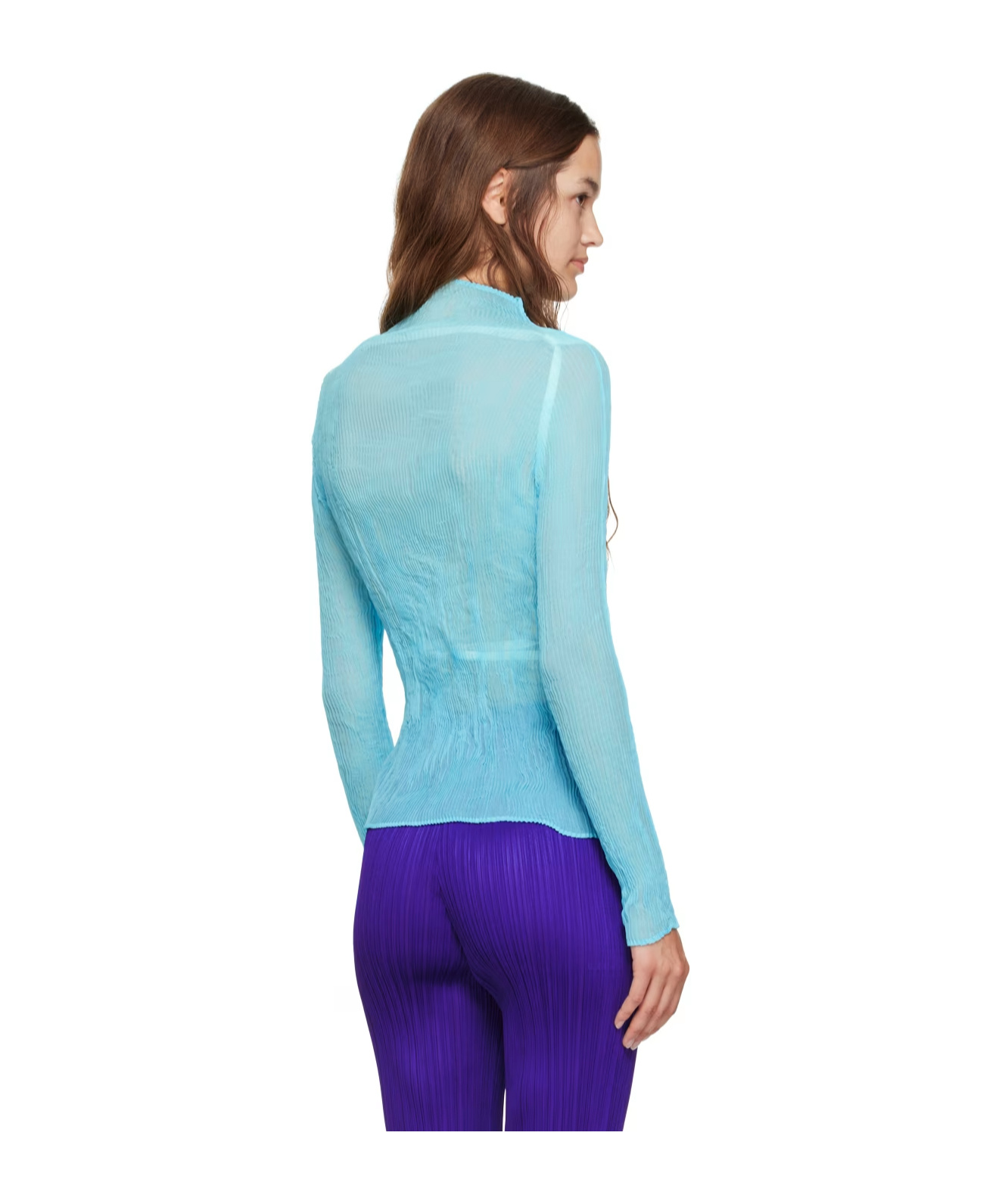 Shop Issey Miyake Right-collar T-shirt In Blue