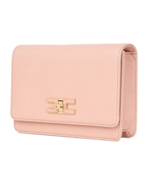 Elisabetta Franchi Small Logo Shoulder Bag In Nude