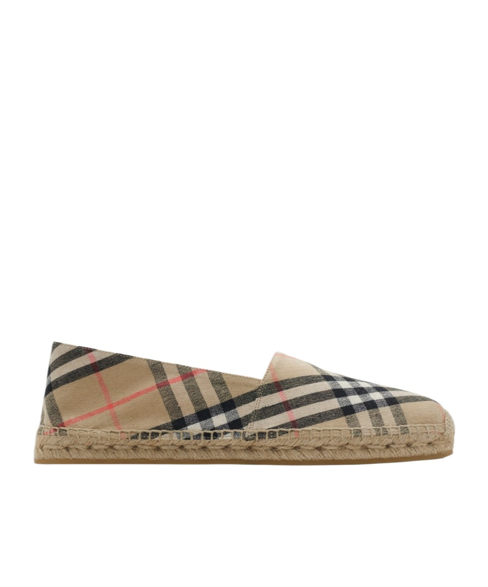 Shop Burberry Check Mews Espadrilles In Sand
