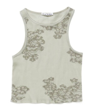 Acne Studios Lace-print Ribbed Tank Top In White