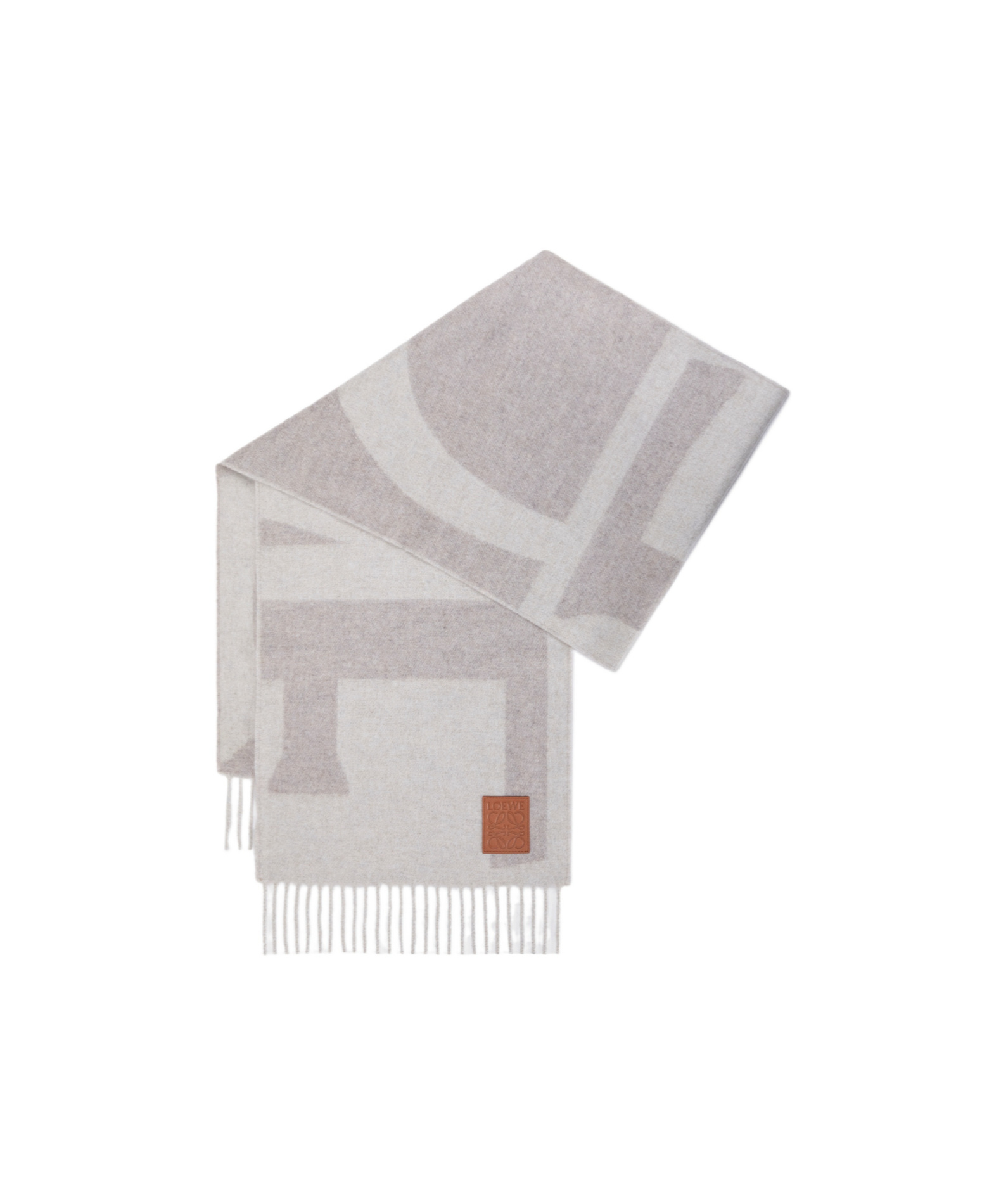 Loewe Logo Fringed Scarf In Gray