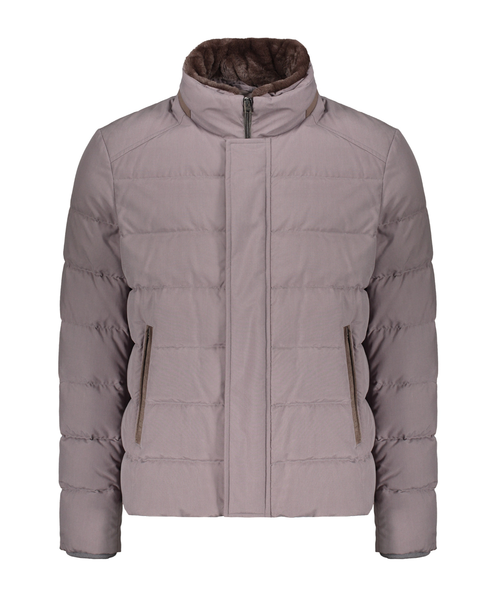 Herno Down Jacket With Zipper And Automatic Buttons In Gray