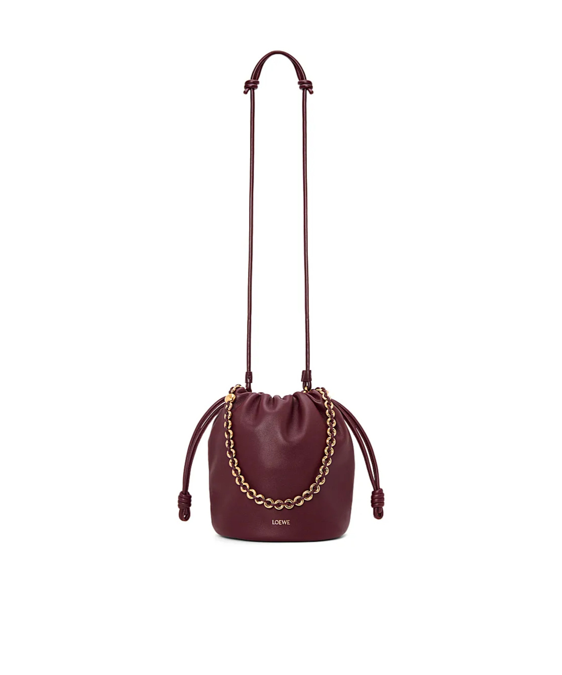 Shop Loewe Flamenco Purse Bucket Bag In Mellow Nappa Lambskin In Red