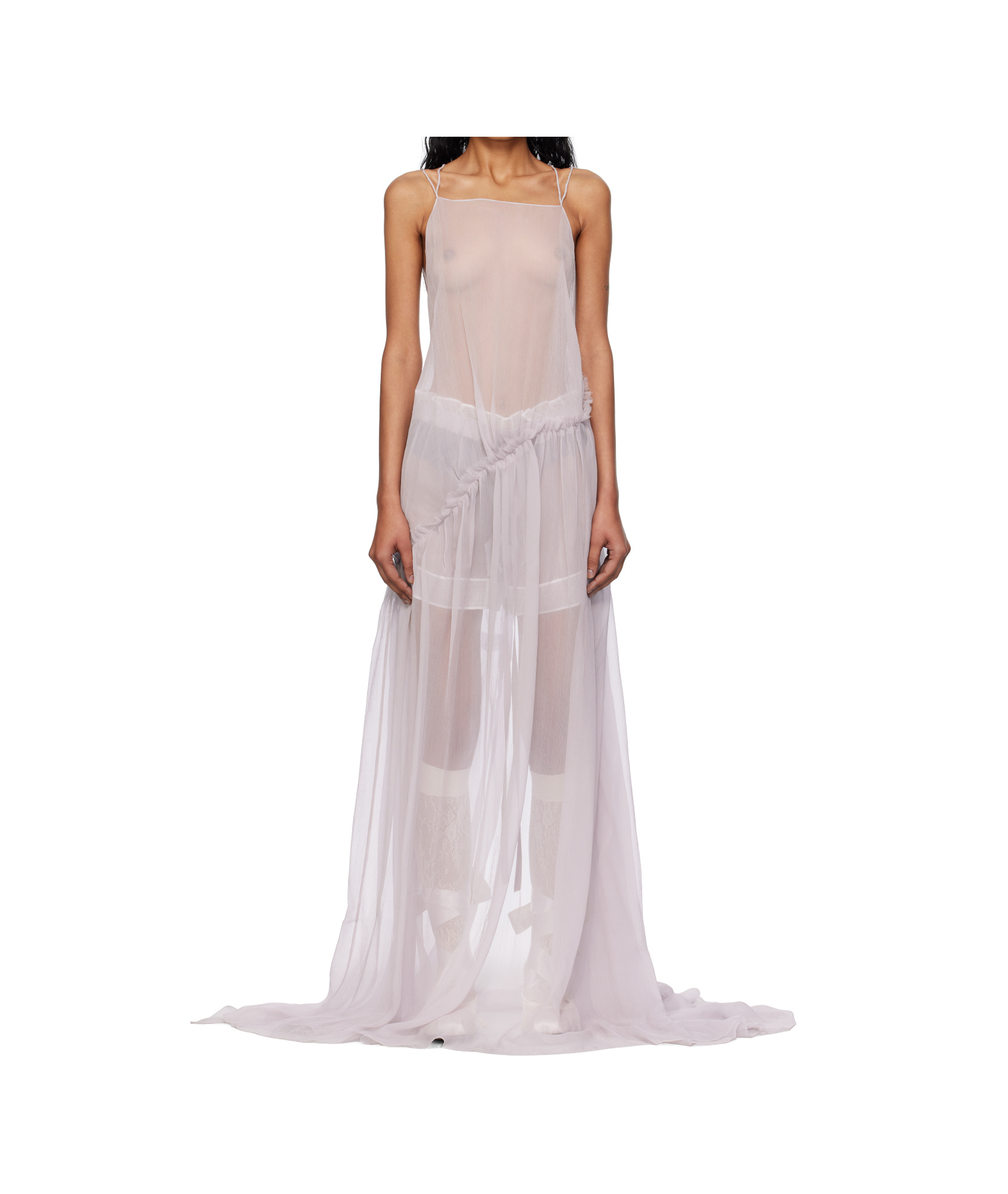 Ann Demeulemeester Purple Neta Long Deconstructed Maxi Dress In Transparent