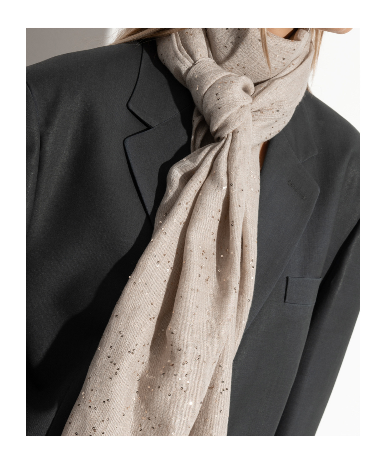 Ferragamo Micro Sequins Stole Scarf In Nude