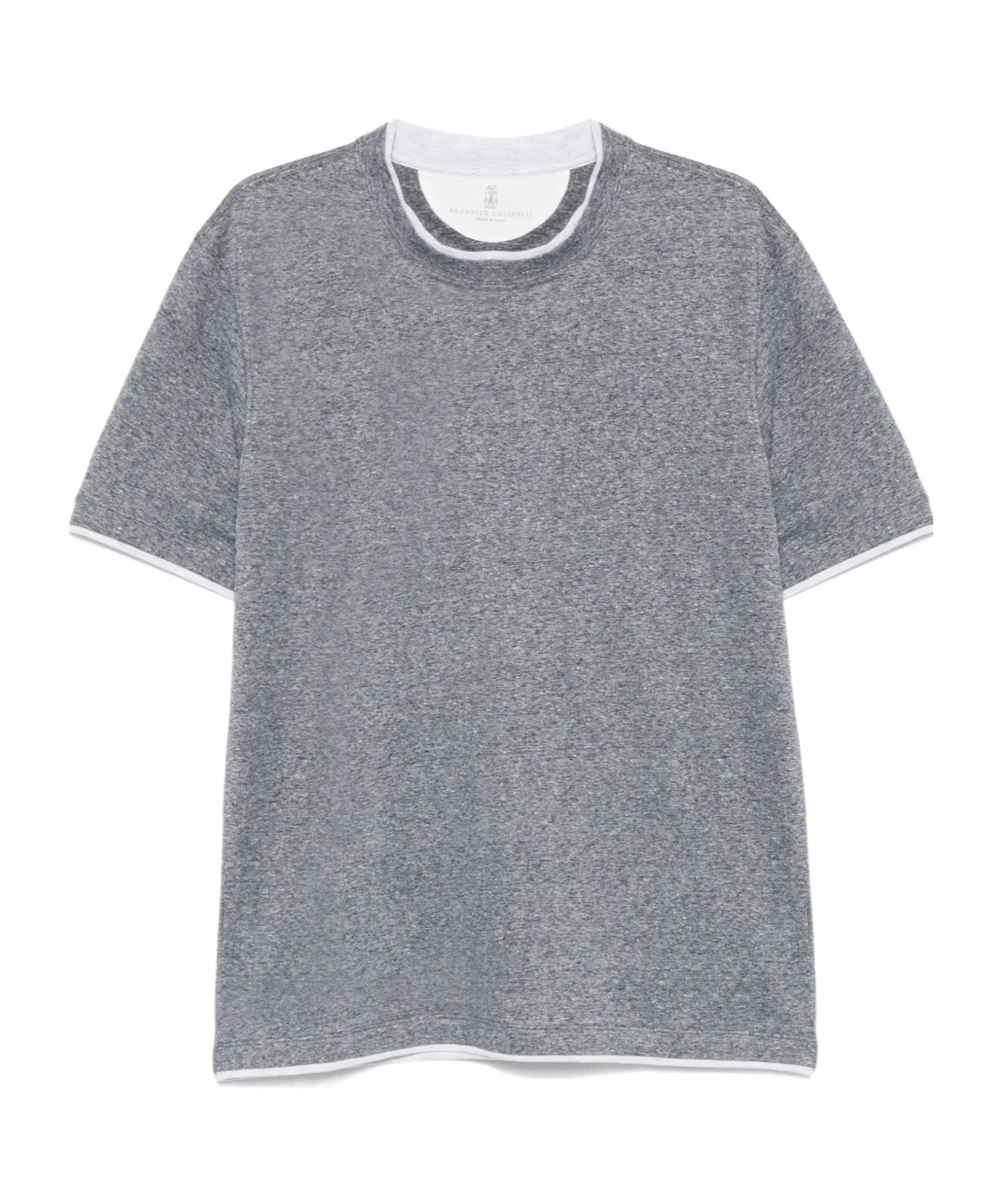 Brunello Cucinelli Clean Monochrome T-shirt Double Layer In Gray