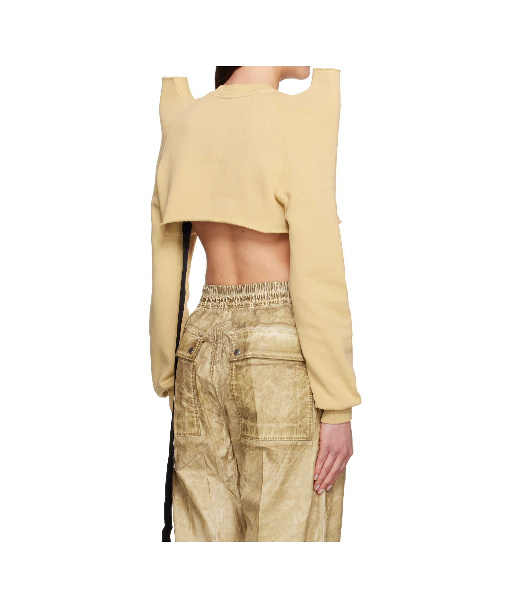 Rick Owens Drkshdw Beige Hollywood Cropped Tecsweat Sweatshirt In Nude