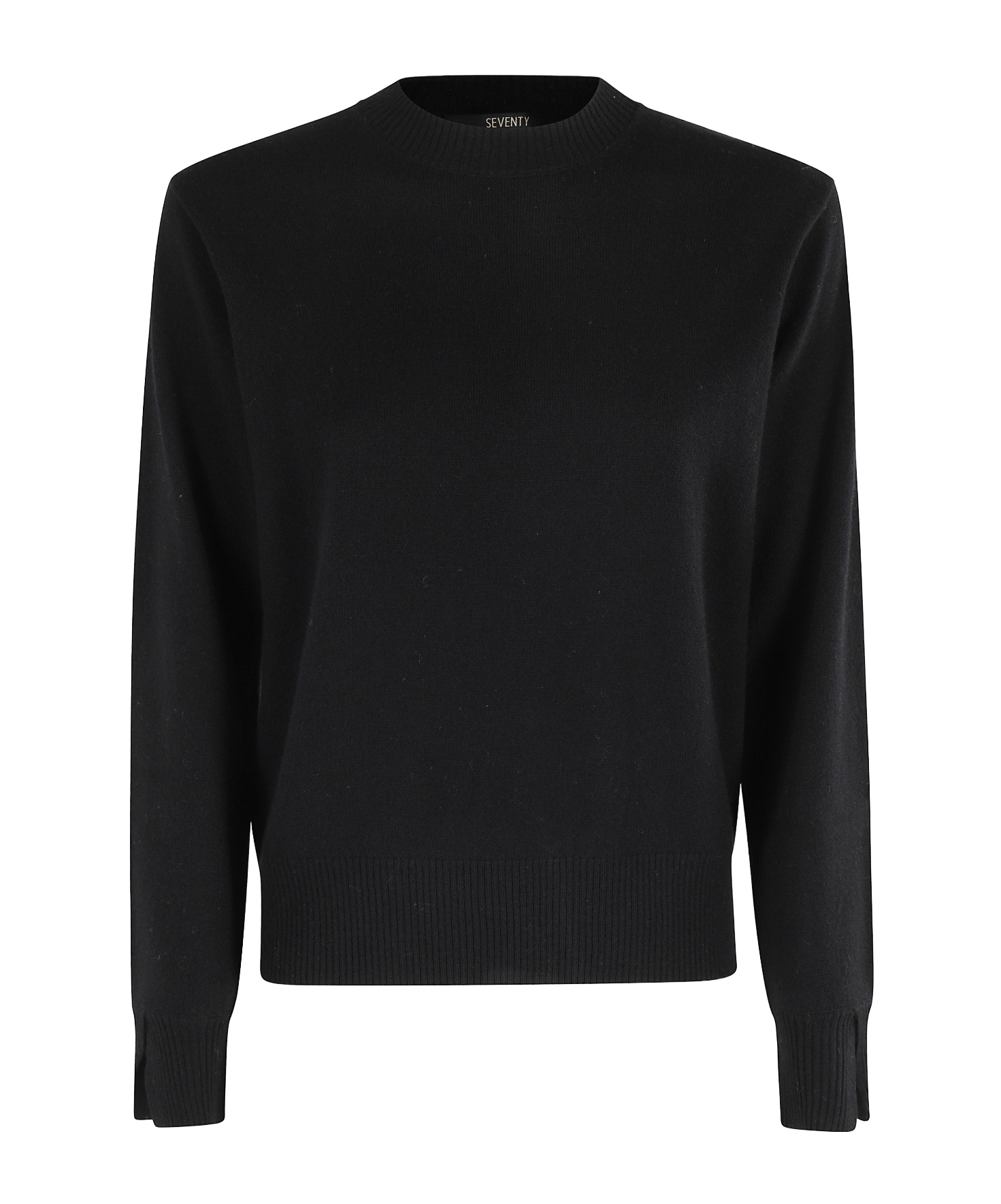 Seventy Classic Round Neck Sweater In Luxurious Wool-cashmere Blend In Black