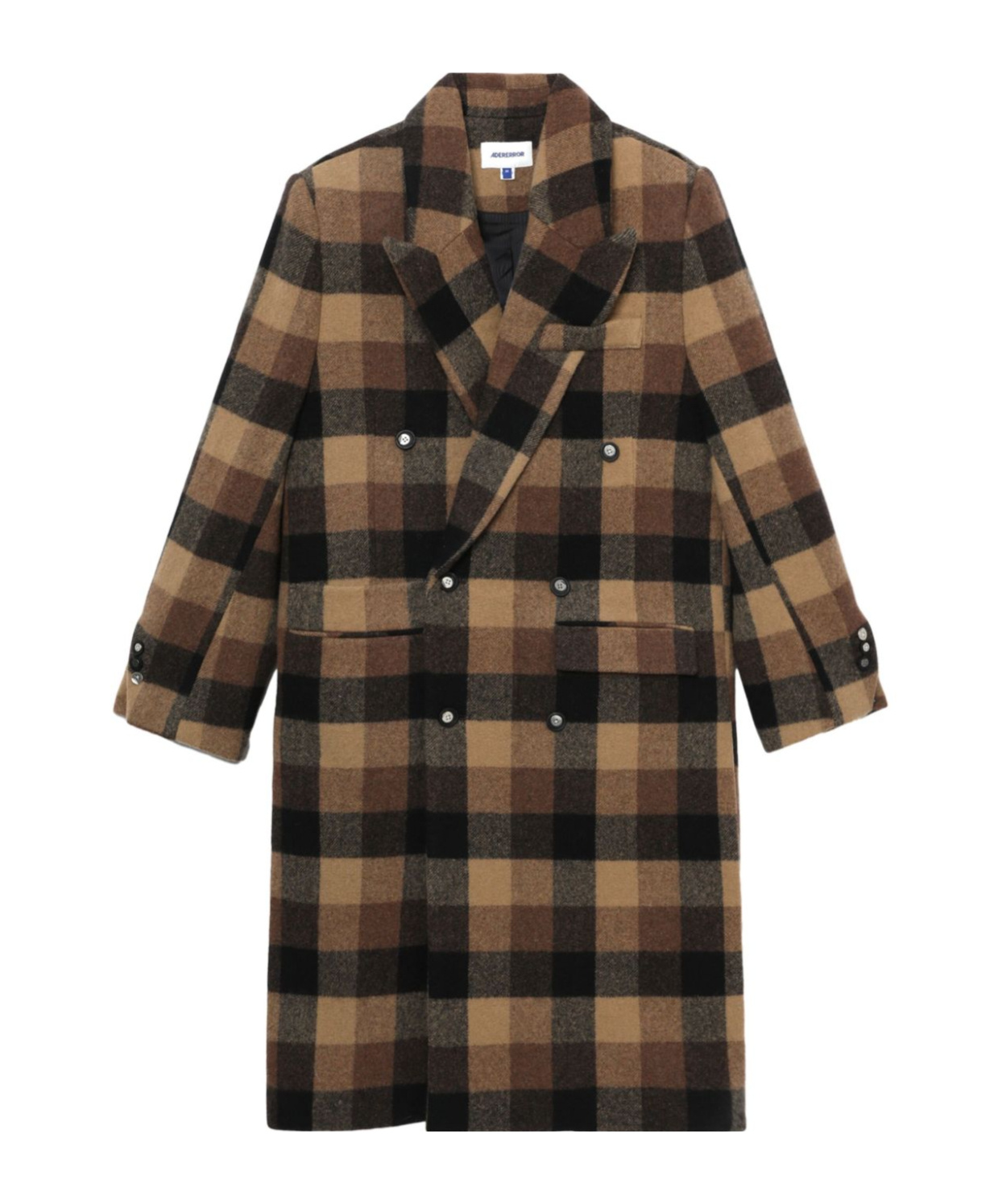 Ader Error Plaid Coat In Black