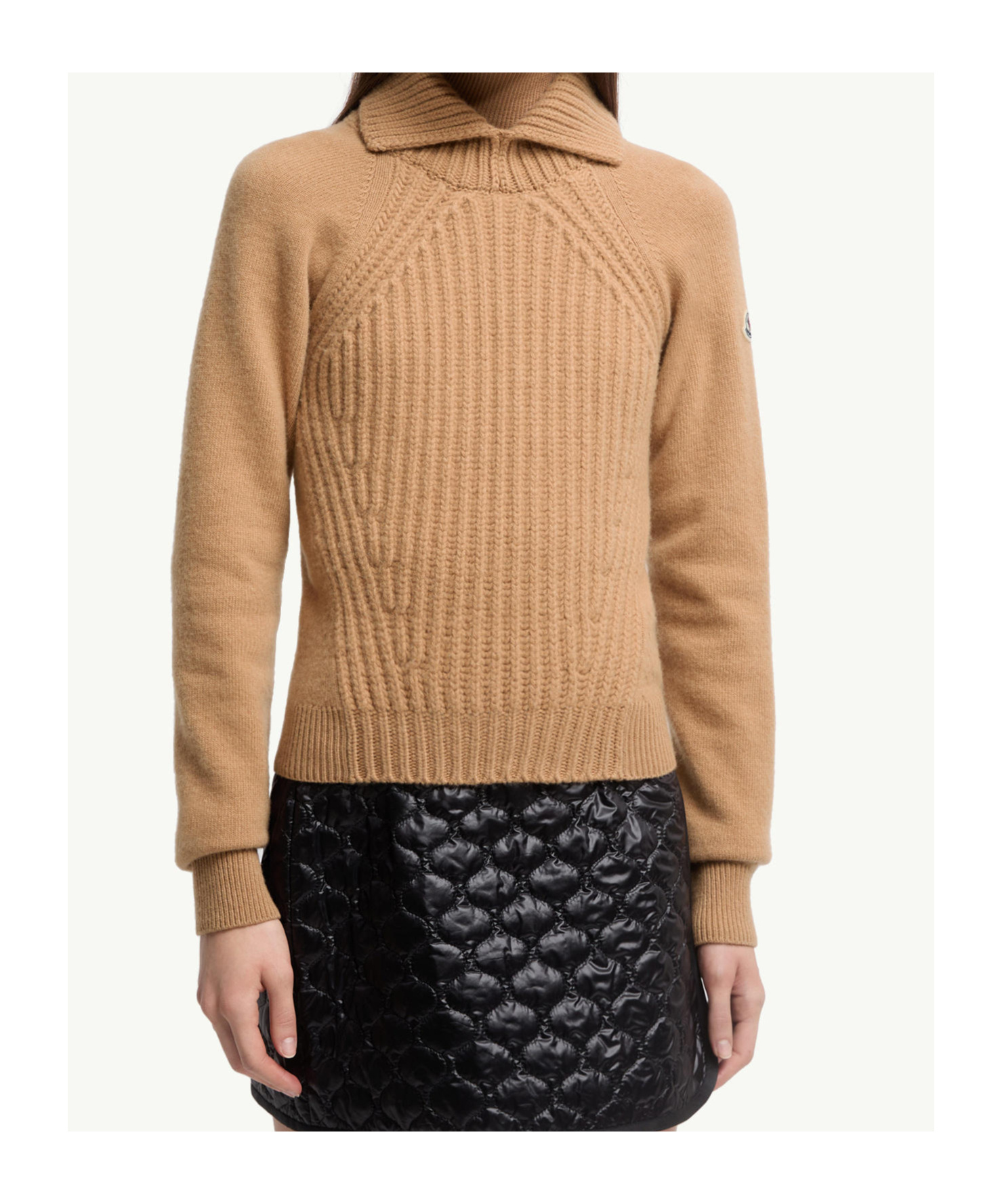 Moncler Ribbed Wool And Cashmere-blend Polo Sweater In Brown