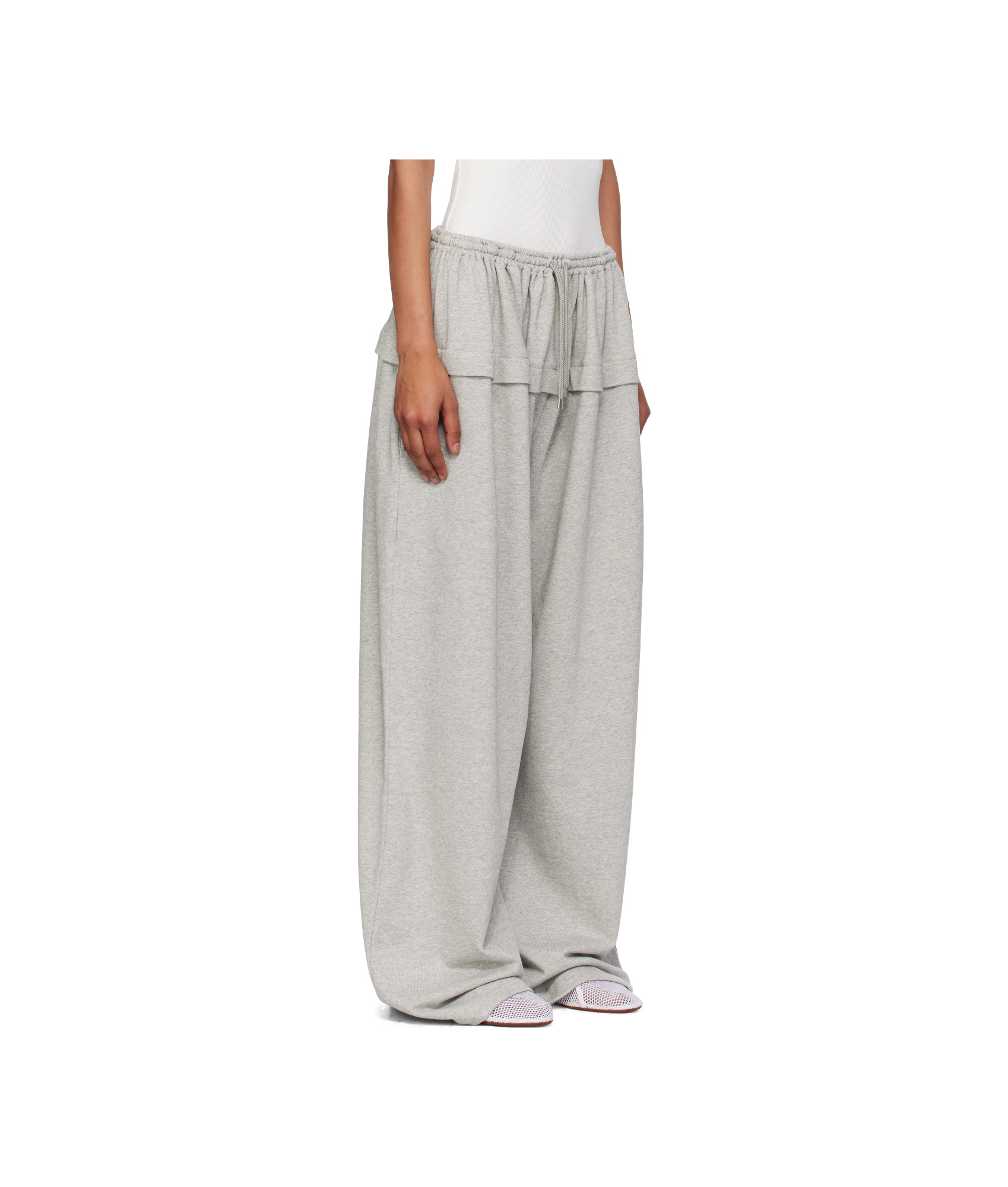 Alaïa Ruffled Cotton-blend Track Pants In Gray