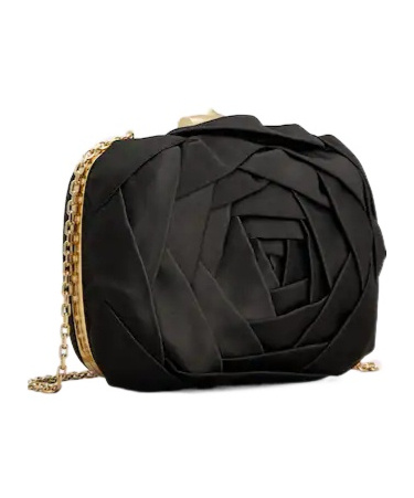 Roger Vivier Vivier Rose Pouch In Raso In Black